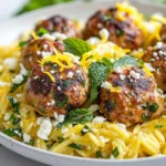 To make Greek chicken meatballs with lemon orzo, you need the following ingredients: - 1 lb ground chicken - ¼ cup breadcrumbs - ¼ cup feta cheese, crumbled - ¼ cup fresh parsley, chopped - 2 cloves garlic, minced - 1 teaspoon dried oregano - 1 teaspoon salt - ½ teaspoon black pepper - 1 egg, beaten - 1 tablespoon olive oil (for cooking) - 1 cup orzo pasta - 2 cups chicken broth - 1 lemon (zest and juice) - Fresh mint leaves (for garnish) This mix of ingredients brings a burst of flavor. Ground chicken gives the meatballs a light texture. The feta cheese adds a creamy touch. Fresh parsley and garlic brighten the dish. Oregano gives it a classic Greek taste. The orzo pasta pairs well with the meatballs. Cooking it in chicken broth makes it richer. The lemon zest and juice add a fresh kick. Don’t forget the fresh mint leaves for garnish. They add color and a lovely aroma. Gather these ingredients, and you are ready to create a delightful meal! {{ingredient_image_1}} 1. In a large bowl, gather your ingredients. You need ground chicken, breadcrumbs, feta cheese, parsley, garlic, oregano, salt, pepper, and a beaten egg. 2. Mix these ingredients together gently. Be careful not to overmix, as it can make the meatballs tough. 3. Once combined, form the mixture into small meatballs. Aim for about 1 inch in diameter. This size cooks evenly and makes for nice bites. 1. Heat olive oil in a skillet over medium heat. You want the oil hot enough for frying but not smoking. 2. Add the meatballs in batches. Cook them until golden brown on all sides. This takes about 8 to 10 minutes. Make sure they are cooked through. Once done, remove them from the skillet and set aside. 1. In a saucepan, bring chicken broth to a boil. This broth adds great flavor to the orzo. 2. Add the orzo pasta to the boiling broth. Cook it according to the package instructions. This usually takes about 8 to 10 minutes. 3. When the orzo is tender, drain any excess liquid. Stir in lemon zest and juice. This adds a bright, fresh taste. Season with salt and pepper to your liking. 4. To serve, place the cooked orzo on plates. Top with the Greek chicken meatballs and garnish with fresh mint leaves. Enjoy this delightful dish! Avoiding overmixing When making your meatballs, mix just enough. Overmixing makes them tough. I like to combine the ground chicken, breadcrumbs, and spices gently. You want a nice texture, not a mush. Ensuring even cooking Cook meatballs in batches. This way, they get brown all over. Heat your skillet to medium. Use a little olive oil. Cook for about 8 to 10 minutes, turning them often for even cooking. Suggestions for herbs and spices To boost flavor, add more fresh herbs. Try dill or mint for a twist. If you want heat, add a pinch of red pepper flakes. These small changes can make a big difference. Adjusting lemon flavor Lemon is key in this dish. Zest the lemon for a bright taste. If you like it tart, add more lemon juice. Taste as you go, and adjust to your liking. Presentation tips For a great look, plate the orzo in the center and top with meatballs. Sprinkle some fresh parsley or mint for color. This makes your dish pop and invites everyone to dig in. Complementary side dishes Pair these meatballs with a simple salad. A Greek salad with tomatoes and cucumbers works well. You can also serve it with warm pita bread for a complete meal. Pro Tips Don’t Overmix: When combining the ingredients for the meatballs, mix until just combined to ensure a tender texture. Use Fresh Herbs: Fresh parsley and mint enhance the flavor significantly, so opt for fresh over dried when possible. Cooking Time: Ensure meatballs are cooked through by checking that they reach an internal temperature of 165°F (75°C). Serve with Extra Lemon: A squeeze of fresh lemon juice right before serving brightens the dish and adds a zesty kick. {{image_2}} If you want to switch things up, try using turkey instead of chicken. Turkey gives a leaner option while keeping the flavor nice. For gluten-free choices, use gluten-free breadcrumbs. You can also try quinoa or chickpea flour for a healthy twist. Adding veggies can boost flavor and nutrition. Chopped spinach or bell peppers mix well with meatballs. You can also stir in some diced zucchini. For cheese lovers, try adding goat cheese or Parmesan. Each cheese adds a unique taste to the meatballs. To save time, you can make these meatballs ahead. Form and cook them, then store them in the fridge. They last for about three days. For the orzo, cook it fresh when you’re ready to eat. You can also freeze the meatballs. Just thaw them overnight in the fridge before reheating. To keep your Greek chicken meatballs fresh, follow these tips: - Refrigeration: Place the meatballs in an airtight container. Store them in the fridge for up to 3 days. Make sure they cool down first to avoid steam and sogginess. - Freezing: If you want to keep them longer, freeze the meatballs. Use freezer bags or airtight containers. They can last up to 3 months this way. For best results, freeze them before cooking. When it’s time to enjoy those leftovers, you have two good options: - Microwave: Place the meatballs on a microwave-safe dish. Cover them with a damp paper towel. Heat in short bursts, checking every 30 seconds. This method can dry them out if you’re not careful. - Stovetop: Heat a little olive oil in a skillet over medium heat. Add the meatballs and cover. Cook for about 5-7 minutes, turning occasionally. This method helps keep them moist and flavorful. - To maintain moisture, add a splash of broth or water to the pan while reheating. How long can you keep those tasty leftovers? - In the fridge, Greek chicken meatballs stay good for about 3 days. - In the freezer, they can last up to 3 months. Just remember to label your containers with dates. This way, you’ll know when to use them! Yes, you can. Make the meatballs a day before. Store them in the fridge. This helps save time on busy days. To cook, just heat them up in a pan. You can also freeze the meatballs. Place them in a freezer bag. They can last up to three months. Lemon Orzo pairs well with many sides. Here are some great options: - Grilled vegetables - Greek salad - Tzatziki sauce - Roasted potatoes - Steamed broccoli These sides add color and flavor to your meal. Yes, this recipe is perfect for freezing. Store the meatballs and orzo separately. Use airtight containers or freezer bags. This keeps them fresh. When ready to eat, thaw them overnight in the fridge. Reheat in a pan or microwave. This way, you enjoy a quick, tasty meal anytime. This blog post covered a flavorful Greek chicken meatball recipe with lemon orzo. We explored the key ingredients, simple steps, and useful tips for making the perfect meatballs. I highlighted variations and storage tips to help you enjoy this dish at its best. Overall, these meatballs are easy to make and tasty to enjoy. Try them out; they will add fresh flavor to your meals!