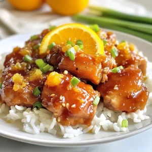 To make Slow Cooker Sweet Tangy Orange Chicken, you need these key ingredients: - 1.5 lbs boneless, skinless chicken thighs - 1 cup fresh orange juice - 1/4 cup soy sauce - 1/4 cup honey - 2 tablespoons rice vinegar - 2 cloves garlic, minced - 1 tablespoon ginger, grated - 1 teaspoon sesame oil - 1 tablespoon cornstarch mixed with 2 tablespoons water (for thickening) - Cooked rice (for serving) You can add some optional ingredients to boost flavor: - 1/2 teaspoon red pepper flakes for heat - 2 green onions, sliced for garnish To prepare this dish, you will need: - A slow cooker to cook the chicken - A mixing bowl to combine the sauce ingredients - A whisk for mixing the sauce - Two forks for shredding the chicken after cooking {{ingredient_image_1}} To start, place the chicken thighs at the bottom of your slow cooker. This helps the meat soak in all the tasty sauce. Make sure the chicken pieces do not overlap. This way, they cook evenly. You want every bite to be juicy and full of flavor. Next, grab a mixing bowl. In it, whisk together these ingredients: - 1 cup fresh orange juice - 1/4 cup soy sauce - 1/4 cup honey - 2 tablespoons rice vinegar - 2 cloves garlic, minced - 1 tablespoon ginger, grated - 1 teaspoon sesame oil - 1/2 teaspoon red pepper flakes (optional) Mix until everything blends well. This sauce is what makes your chicken sweet and tangy. Pour this mixture over the chicken. Ensure the chicken is fully covered with the sauce. This step is crucial for the best taste. Now, cover your slow cooker. Set it to cook on low for 6-8 hours. If you’re short on time, you can set it on high for 3-4 hours. The chicken will become tender and easy to shred. When the time is up, check that the chicken is fully cooked. It should shred easily with two forks. This means it is ready for the next steps. To adjust the sweetness of your orange chicken, add more honey. If you want it sweeter, go for an extra tablespoon. For a spicier kick, mix in more red pepper flakes. Start with a pinch and taste the sauce. You can always add more, but you can't take it out! If the dish becomes too sweet, balance it with a splash of rice vinegar. After cooking, let the chicken sit for a few minutes. This cooling helps it stay moist. Use two forks to shred the chicken. Hold one fork in each hand and pull apart the meat. Shredding is easy and quick this way. If you find it hard, try using your hands to pull the chicken apart. For a thicker sauce, use cornstarch mixed with water. First, mix one tablespoon of cornstarch with two tablespoons of water. Stir this slurry into the sauce in your slow cooker. Let it cook for 15 to 20 minutes on high. This will make the sauce nice and thick. Always taste the sauce after thickening. Adjust the flavor if needed! Pro Tips Use Fresh Ingredients: Freshly squeezed orange juice and fresh ginger will enhance the flavor of your dish significantly compared to bottled alternatives. Chicken Thighs for Tenderness: Boneless, skinless chicken thighs are ideal for slow cooking as they remain juicy and tender, making shredding easy. Adjusting Spice Levels: If you prefer a milder dish, reduce or omit the red pepper flakes. Conversely, for extra heat, consider adding a pinch of cayenne pepper. Thickening the Sauce: If you prefer a thicker sauce, let it simmer uncovered for a few minutes after adding the cornstarch slurry, stirring occasionally to prevent sticking. {{image_2}} You can switch out chicken thighs for other proteins. Chicken breasts work well too. They are leaner and still tasty. If you want a plant-based option, try tofu. Use firm tofu and press it first. This will help it absorb flavors better. You can also use shrimp or pork if you prefer. To change the flavor, try different citrus fruits. Instead of orange juice, use lime or lemon juice. Each will give a fresh twist. You can also add spices like cumin or coriander for a warm taste. If you like sweet heat, try adding more red pepper flakes. The mix of flavors can make this dish even more fun. You can cook this dish in an Instant Pot too. Just set it to cook on high for 10 minutes. Release the pressure and follow the same steps for thickening the sauce. If you prefer using the stovetop, sear the chicken first in a pan. Then, add the sauce and let it simmer for about 20 minutes until the chicken is tender. This method is faster but still gives great results. To store leftovers safely, wait until the orange chicken cools. Place it in an airtight container. Store it in the fridge for up to four days. Make sure to seal it tightly to keep out air and moisture. If you want to freeze the dish, let it cool completely first. Use a freezer-safe container or bag to store it. Squeeze out any air before sealing. The chicken can last for up to three months in the freezer. When you're ready to eat, thaw it overnight in the fridge. Reheat in a pan over low heat or in the microwave until hot. The sweet tangy orange chicken lasts about four days in the fridge. In the freezer, it remains good for three months. Always check for any off smells or discoloration before eating. If in doubt, throw it out. Yes, you can use chicken breasts. They will cook well in the slow cooker. Chicken breasts are leaner than thighs. This might change the texture and taste a bit. Thighs stay moist and tender, while breasts cook faster and can dry out. If you choose breasts, adjust cooking time to avoid dryness. Cook them for about 4-6 hours on low or 2-3 hours on high. You can serve this dish with several sides. Here are some tasty ideas: - Steamed rice: It soaks up the delicious sauce. - Stir-fried veggies: Keep it colorful and healthy. - Quinoa: A nutty flavor that pairs nicely with the chicken. - Salad: A fresh side to balance the flavors. - Egg noodles: They add a fun twist to the meal. These sides make a complete meal that everyone will love. To change the heat level, you can modify the red pepper flakes. If you want it mild, skip them altogether. For some heat, start with a pinch and taste. You can always add more later. If you want more spice, consider adding fresh chili or hot sauce. Just add these in small amounts to keep it balanced. Remember to taste as you go! This blog post outlined how to make Sweet Tangy Orange Chicken in a slow cooker. We covered required ingredients, necessary equipment, and step-by-step cooking instructions. You learned tips for flavor enhancement and how to shred chicken perfectly. We also explored variations and storage tips. In conclusion, this dish is easy to customize. You can adjust flavors or try new proteins. Whether you follow the recipe or make it your own, enjoy a tasty meal!