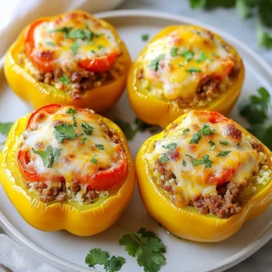 The key to great Keto Stuffed Bell Peppers lies in the right mix of ingredients. Here’s what you need: - 4 large bell peppers (any color) - 1 pound ground turkey or chicken - 1 cup cauliflower rice (fresh or frozen) - 1 cup shredded cheese (cheddar or mozzarella) - 1 small onion, finely chopped - 2 cloves garlic, minced - 1 teaspoon ground cumin - 1 teaspoon smoked paprika - Salt and pepper, to taste - 1 cup diced tomatoes (canned or fresh) - Fresh cilantro or parsley, for garnish Each ingredient plays an important role. The bell peppers serve as a tasty, low-carb vessel. Ground turkey or chicken provides protein. Cauliflower rice keeps this dish keto-friendly while adding texture. Cheese brings creaminess, while onion and garlic add flavor. Cumin and smoked paprika create warmth and depth. Diced tomatoes add moisture and a hint of acidity. Finally, cilantro or parsley brightens the dish with freshness. When you gather these ingredients, you set yourself up for a delicious and satisfying meal that fits perfectly into your keto lifestyle. Enjoy the process of cooking and the joy of eating! {{ingredient_image_1}} 1. Preheat your oven to 375°F (190°C). This helps cook the peppers evenly. 2. Slice the tops off the bell peppers. Make sure to remove all seeds and membranes. This keeps your filling safe and tasty. 1. In a large skillet, add a splash of olive oil over medium heat. 2. Sauté the chopped onion for about 3-4 minutes. You want it to turn translucent. 3. Add minced garlic to the skillet. Stir for about one minute. This releases a great aroma. 4. Now, add the ground turkey or chicken. Cook until it turns brown. This takes about 5-7 minutes. Break it up with a spatula while cooking. 5. Mix in cauliflower rice, diced tomatoes, ground cumin, smoked paprika, salt, and pepper. Stir well and cook for another 3-4 minutes. This warms everything up and blends the flavors. 6. Remove from heat and stir in half of the shredded cheese. Mix until it melts and combines well. 1. Stuff each bell pepper with the meat and cauliflower mix. Press down gently to make sure it fits well. 2. Top each stuffed pepper with the remaining shredded cheese. 3. Cover the baking dish with foil and bake for 25 minutes. 4. After 25 minutes, remove the foil and bake for an additional 10 minutes. This makes the cheese bubbly and golden. 5. Once done, take them out of the oven. Let them cool for a bit. Garnish with fresh cilantro or parsley before serving. To get the best flavor, mix all the filling ingredients well. It helps to combine the ground turkey or chicken, cauliflower rice, and spices. This ensures every bite packs a punch. When you stuff the peppers, pack the filling tightly. This way, the peppers hold their shape and don’t fall apart. For a creamy and melty topping, I recommend cheddar or mozzarella cheese. Both melt nicely and add rich flavor. If you are lactose intolerant, try vegan cheese or nutritional yeast as alternatives. These options give you a cheesy taste without the dairy. Even cooking is key for great stuffed peppers. Make sure your oven is at 375°F (190°C) before baking. This helps the peppers cook evenly. To check if they are done, poke a pepper with a fork. If it feels soft and tender, they are ready to eat. Enjoy your delicious meal! Pro Tips Choose Colorful Peppers: Using a mix of red, yellow, and green bell peppers not only adds visual appeal but also a variety of flavors to your dish. Pre-cook the Filling: For a more flavorful filling, consider pre-cooking the ground turkey or chicken with spices before mixing it with the other ingredients. Experiment with Cheese: Try different types of cheese like pepper jack or feta for a unique twist on the classic stuffed pepper recipe. Serve with a Sauce: Drizzle some avocado sauce or a dollop of sour cream on top before serving to add creaminess and enhance the flavors. {{image_2}} You can swap ground turkey or chicken for other meats. Beef is a tasty choice. It adds a rich flavor to the dish. You can also try pork or lamb. For a light option, turkey is great. If you want a plant-based choice, use lentils or black beans. These options offer unique flavors and texture. Each meat brings its own taste to the stuffed peppers. If you want to replace cauliflower rice, try using shredded zucchini. It keeps your meal light and fresh. Another great swap is riced broccoli. It adds crunch and nutrients. You can also include other low-carb veggies. Think about spinach, mushrooms, or bell pepper bits. These ingredients add color and flavor while keeping it keto-friendly. To spice things up, try adding diced jalapeños. They bring heat and flavor to your dish. You can also use red pepper flakes for a kick. For added depth, mix in fresh herbs like basil or oregano. Garlic powder and onion powder can also enhance the taste. Don't forget to experiment with spices! Cumin and smoked paprika already make the filling great. Adding more spices can create a unique flavor experience. To store leftover stuffed peppers, first let them cool. Place them in an airtight container. This keeps the peppers fresh and tasty. You can safely eat them within three to four days. If you notice any odd smells or colors, it's best to toss them out. Freezing stuffed peppers is simple. Wrap each pepper in plastic wrap, then place them in a freezer bag. This helps keep out air and prevents freezer burn. You can freeze them for up to three months. When you're ready to eat, thaw them in the fridge overnight. Reheat in the oven at 350°F (175°C) for about 20 minutes. This way, they stay warm and keep their flavor. Making stuffed peppers ahead of time is great for busy nights. You can prepare them and store them in the fridge. They stay good for up to three days. When serving, just heat them in the oven or microwave. Pair them with a fresh salad or some avocado for balance. This makes a healthy and filling meal that is also easy to grab. Yes, stuffed peppers are keto-friendly. They are low in carbs and high in protein. Here’s a quick look at the nutritional breakdown per serving: - Calories: Approximately 350 - Carbohydrates: About 8 grams - Fiber: Roughly 3 grams - Protein: Around 30 grams - Fat: About 20 grams These numbers can vary based on the ingredients you use. For example, swapping meats or cheese may change the fat content. But overall, stuffed peppers fit well into a keto diet. Yes, you can make this recipe vegetarian. Here are some great protein options: - Black beans: A good source of plant-based protein. - Lentils: Packed with fiber and protein, lentils work well. - Tofu: Firm tofu can absorb flavors well and adds protein. - Tempeh: A fermented soy product that’s rich in protein. Mix these with your favorite veggies and spices. You can still enjoy a tasty and filling dish! You can tell when your stuffed peppers are done by checking their color and texture. Look for these cues: - Color: The peppers should be bright and slightly wrinkled. - Texture: They should feel tender when pierced with a fork. - Cheese: The cheese on top should be bubbly and golden. If you see these signs, your stuffed peppers are ready to eat! Pairing your keto stuffed bell peppers with the right sides can make your meal complete. Here are some great options: - Salad: A fresh green salad adds crunch and balance. - Zucchini noodles: They are a nice low-carb alternative to pasta. - Cauliflower mash: Creamy and filling, this adds a great texture. - Riced broccoli: Another veggie option that fits well with keto. Choose any of these to create a well-rounded meal! Stuffed peppers are a tasty and healthy meal choice. This blog post covered the main ingredients, step-by-step instructions, and helpful tips. We explored variations for different diets and storage options for meal prep. Remember, you can tweak the recipe to fit your taste and needs. Whether you like spicy, cheesy, or plant-based options, these stuffed peppers are easy to make and satisfying. Give this recipe a try, and enjoy a nutritious dish that your whole family will love!