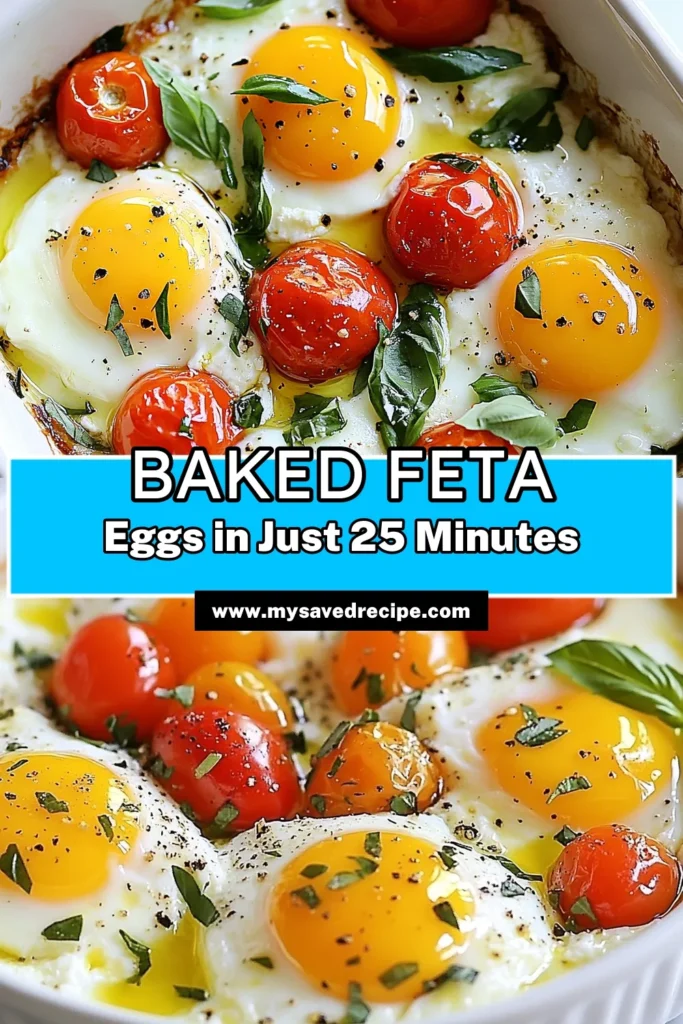 Kickstart your mornings with these delicious baked feta eggs! This easy breakfast egg recipe combines creamy feta with fresh cherry tomatoes and bell pepper for a vibrant, healthy breakfast idea. Perfectly baked eggs with feta make for a satisfying Mediterranean breakfast recipe that can be ready in just 25 minutes. Try this recipe now and savor the flavors! Don’t forget to save this for later! #BreakfastGoals #HealthyEating #MediterraneanRecipe #BakedFetaEggs