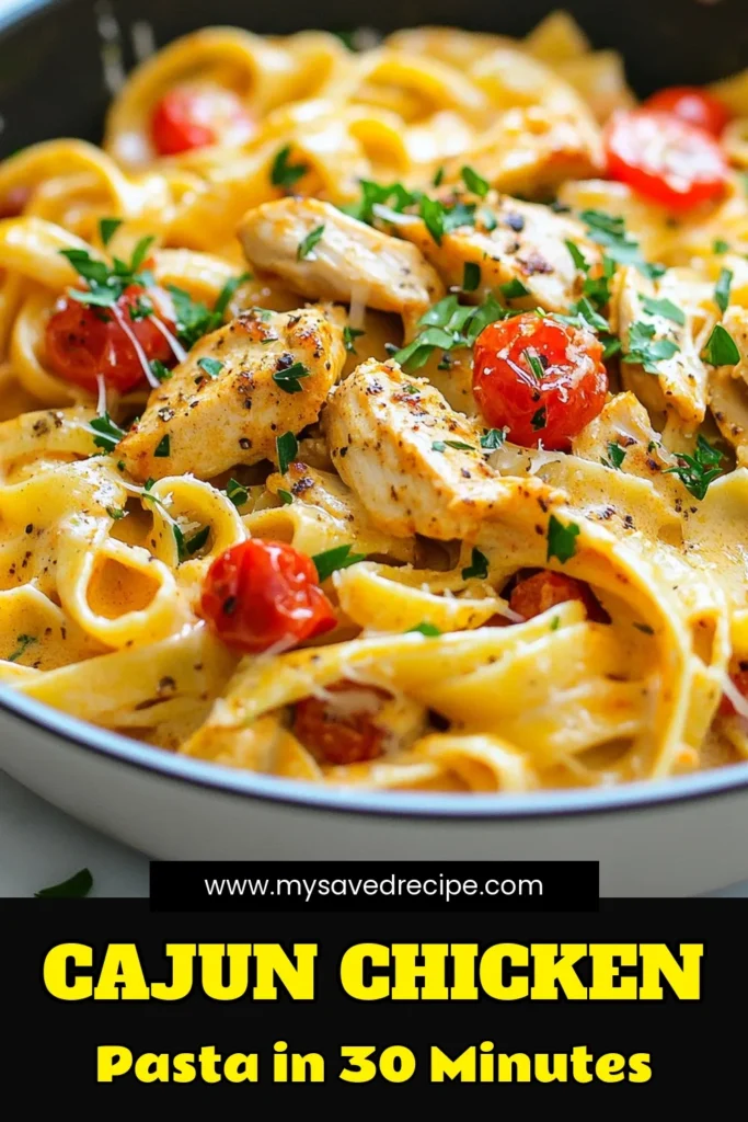 Looking for a delicious and quick weeknight dinner? This creamy Cajun chicken pasta recipe is perfect for you! With tender fettuccine with chicken, zesty Cajun seasoning, and a rich creamy sauce, it's one of the best creamy pasta dishes you'll ever make. In just 30 minutes, enjoy this easy Cajun recipe that will impress your family and friends. Save this recipe for your next dinner night! #CajunChickenPasta #CreamyPastaDishes #QuickCajunRecipes #EasyWeeknightDinner