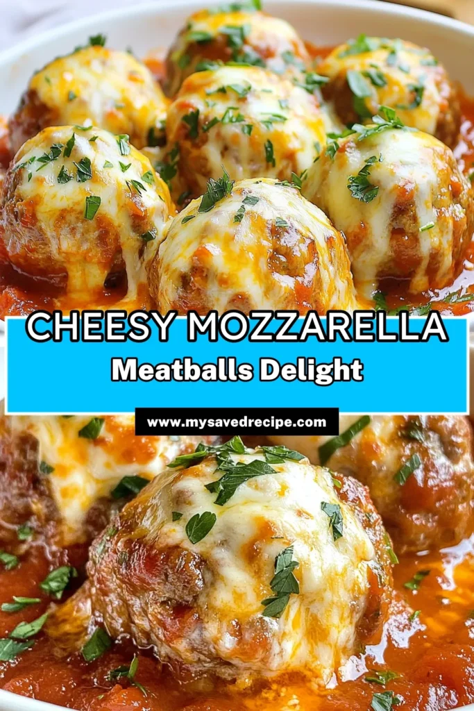 Discover the deliciousness of Mozzarella Stuffed Meatballs with this easy meatball recipe! Made with ground beef and cheese, these cheesy meatballs with marinara are perfect for a cozy dinner. Bake them until the mozzarella oozes out, and serve them with a tasty marinara sauce. Don’t miss out on this flavorful dish that everyone will love. Save this ground beef meatball recipe for your next meal! #CheesyMeatballs #BakedMeatballs #EasyMeatballRecipe #MozzarellaStuffedMeatballs