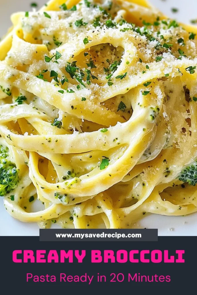 Discover how to make creamy broccoli pasta, a delightful vegetarian pasta dish perfect for quick family meals. This easy pasta recipe blends fettuccine with broccoli and a rich creamy sauce that everyone will love. Ready in just 20 minutes, it's a guaranteed hit at the dinner table. Don’t miss out—try this creamy broccoli pasta today and watch it become a family favorite! Save this recipe for later! #CreamyBroccoliPasta #EasyPastaRecipes #VegetarianRecipes #QuickFamilyMeals