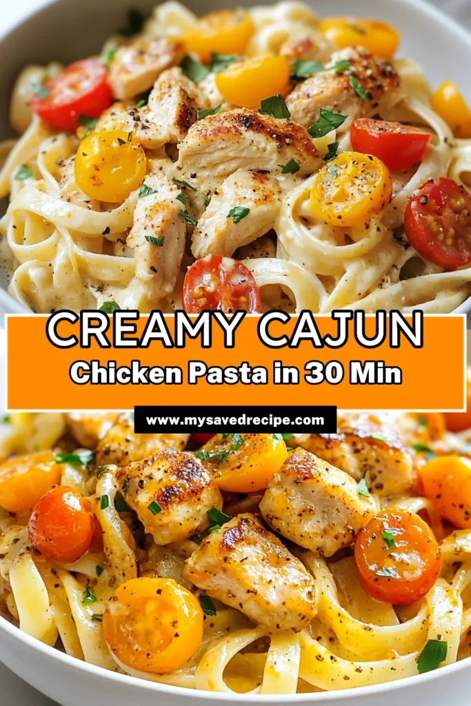 Looking for a quick and delicious dinner? Try this five-ingredient Cajun chicken pasta recipe! This creamy fettuccine pasta dish combines tender chicken and zesty Cajun seasoning, perfect for busy nights. In just 30 minutes, you can serve up a flavorful meal that the whole family will love. Check out this easy dinner recipe now and elevate your weeknight menu with these simple, tasty flavors. Save this recipe for later! #CajunChickenPasta #CreamyFettuccine #EasyDinnerRecipes #QuickCajunRecipes