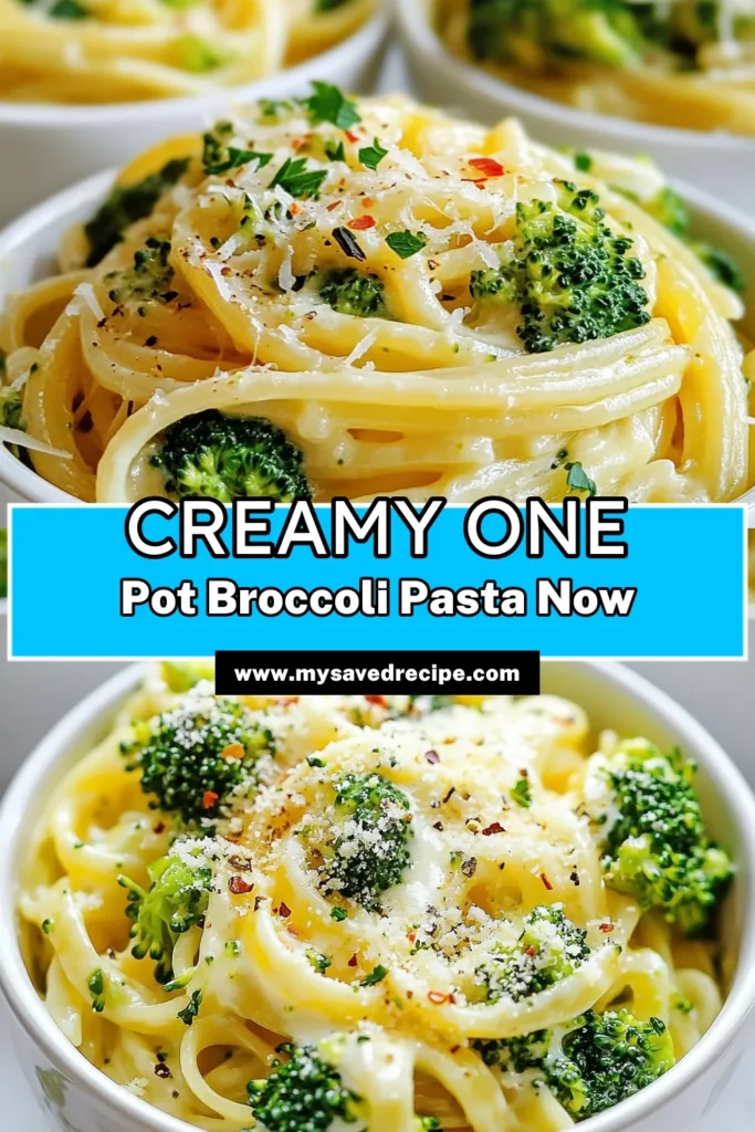 Enjoy this delicious One-Pot Broccoli Pasta recipe that's perfect for quick weeknight meals! Packed with flavor, this creamy pasta recipe features vibrant broccoli and can be made dairy-free with coconut cream. This easy vegetable pasta dish is not only hearty but also a breeze to prepare. Save this recipe for a convenient and healthy dinner option tonight! #OnePotBroccoliPasta #CreamyPastaRecipe #EasyVegetablePasta #QuickMeals