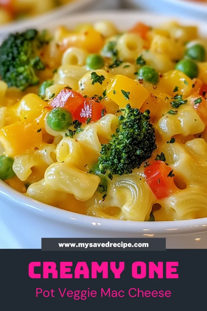 Looking for a delicious and quick meal? Try this One Pot Veggie Mac and Cheese, the ultimate easy vegetarian pasta recipe! Loaded with creamy cheese, fresh broccoli, and colorful bell peppers, it’s the perfect quick comfort food your family will love. In just 20 minutes, whip up this cheesy vegetable pasta that’s both satisfying and nutritious. Don’t forget to save for later! #OnePotVeggieMacandCheese #EasyVegetarianPasta #QuickComfortFood #CheesyVegetablePasta
