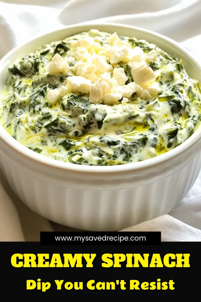 Looking for a delicious and healthy appetizer? Try this creamy Greek yogurt spinach dip! This easy Greek yogurt dip features fresh spinach, crumbled feta cheese, and zesty seasonings for a flavorful twist on a classic favorite. Perfect for parties or a simple snack, our creamy spinach dip recipe is packed with nutrients. Save this healthy spinach dip recipe for your next gathering! #GreekYogurtSpinachDip #CreamySpinachDip #HealthySpinachDip #EasyGreekYogurtDip