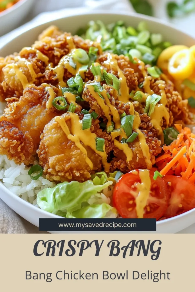 Discover the ultimate comfort food with this Crispy Bang Bang Chicken Bowl recipe! Perfect for an easy chicken dinner, this dish features mouthwatering buttermilk fried chicken coated in a delicious Bang Bang sauce. It's an unforgettable meal that’s simple to make and bursting with flavor. Try this Bang Bang Chicken Bowl recipe today and impress your family at dinner! Don't forget to save it for later! #CrispyBangBangChicken #EasyChickenDinner #BangBangSauceRecipe #BangBangChickenBowlRecipe