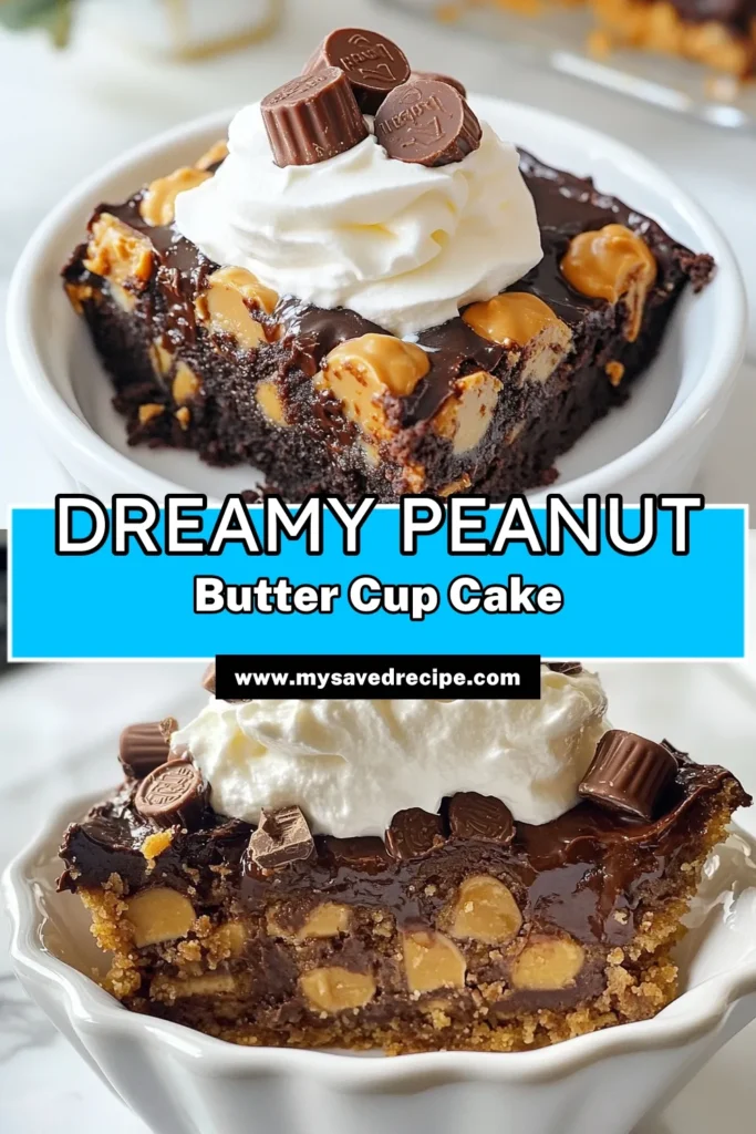 Indulge in this mouthwatering Peanut Butter Cup Dump Cake that combines your favorite flavors in an easy cake recipe! With a rich chocolate cake base and creamy peanut butter, this chocolate peanut butter dessert is sure to satisfy your sweet cravings. Perfect for any occasion, it's a simple yet impressive treat. Bake this irresistible Chocolate Cake with Peanut Butter today and wow your guests! Don’t forget to save the recipe! #PeanutButterCupCake #DumpCakeRecipe #ChocolatePeanutButterDessert #EasyCakeRecipe