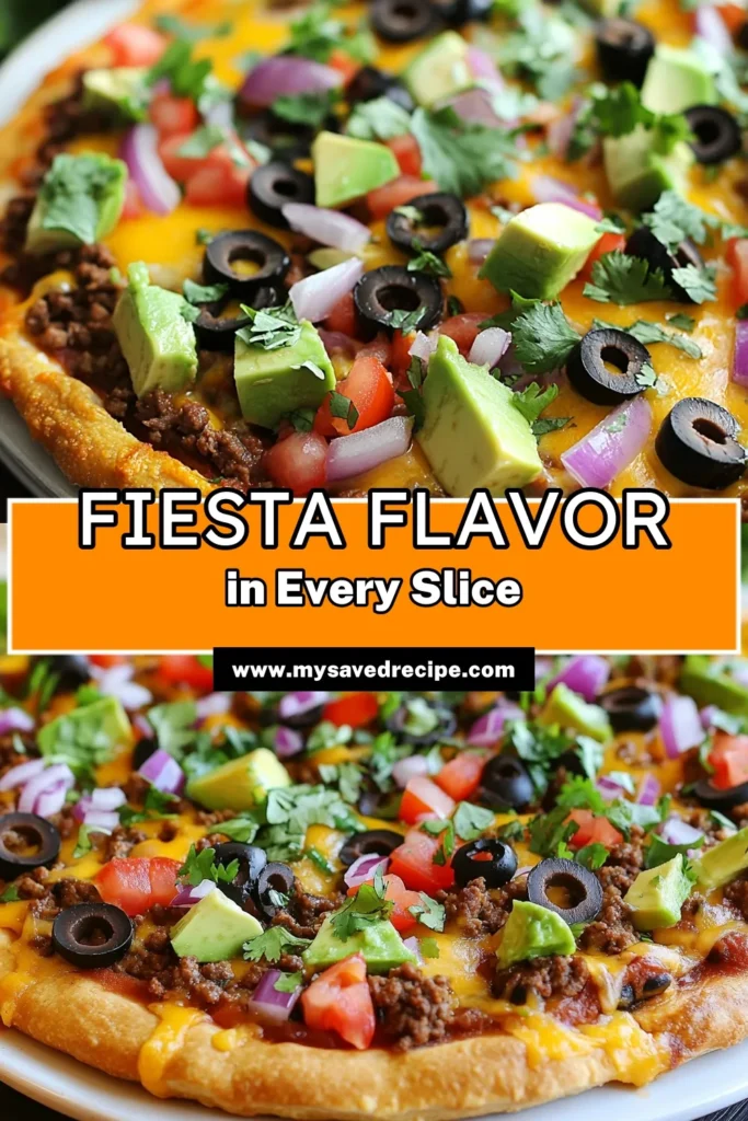 Craving a delicious Mexican pizza recipe? Try this easy fiesta pizza that combines the best of taco pizza and refried bean pizza. With seasoned ground beef, refried beans, and a medley of toppings, it’s a crowd-pleaser! Perfect for weeknight dinners or gatherings, this easy pizza recipe will have everyone coming back for more. Don’t forget to save this recipe for your next taco night! #MexicanPizza #EasyPizzaRecipe #TacoPizza #FiestaPizza