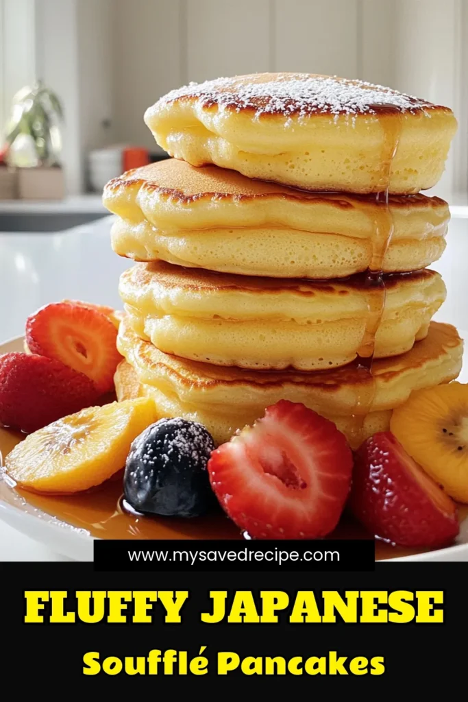 Indulge in the fluffy delight of Japanese Soufflé Pancakes that melt in your mouth! With simple ingredients and easy steps, you can create these airy pancakes at home. Perfect for breakfast or brunch, they are light, delicious, and a show-stopper on any table. Don’t miss out on this sweet treat—click through for the full recipe and tips on serving! #JapanesePancakes #SouffléPancakes #BrunchIdeas #PancakeRecipe