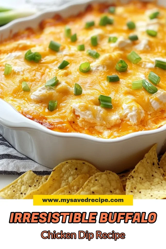 Discover the ultimate Buffalo chicken dip recipe that will delight your guests! This creamy buffalo dip combines shredded chicken, rich cheeses, and spicy buffalo sauce for a tantalizing party dip that's always a hit. Bake buffalo chicken dip to perfection and serve with tortilla chips or celery sticks for a crowd-pleasing appetizer. Ready to impress? Save this spicy chicken dip for your next gathering! #BuffaloChickenDip #PartyDipRecipe #CreamyBuffaloDip #BakedBuffaloChickenDip