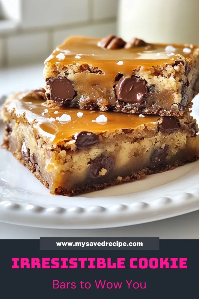 Indulge in these Knock You Naked Cookie Bars that combine the rich flavors of caramel, chocolate, and pecans. This easy cookie bar recipe is perfect for a delicious dessert! With just a few simple ingredients, you can create scrumptious caramel chocolate chip cookie bars that will leave everyone wanting more. Try these pecan cookie bars for your next gathering and impress your guests! Save this dessert bar recipe now! #CookieBars #DessertRecipes #Baking #CaramelDelight