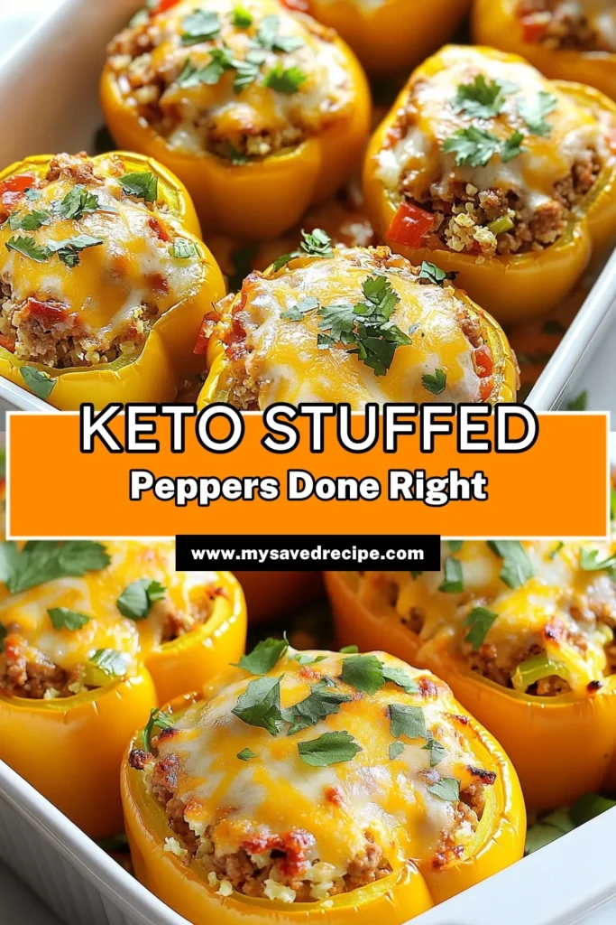 Are you looking for a delicious and satisfying way to enjoy keto stuffed bell peppers? This low carb stuffed peppers recipe is packed with healthy turkey, fluffy cauliflower rice, and melty cheese for a keto dinner ideas winner! Perfect for meal prep or a family dinner, these healthy turkey bell peppers are sure to please. Give this recipe a try and make your dinner pop! Save it for later! #KetoStuffedBellPeppers #LowCarbRecipes #HealthyEating #KetoDinnerIdeas
