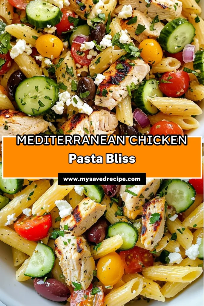 Discover the vibrant flavors of Mediterranean chicken pasta salad, a perfect dish for your next gathering or meal prep! This healthy pasta salad recipe combines grilled chicken, fresh veggies, and crumbled feta, making it a delicious option for warm days. Ready in just 50 minutes, it's one of the quickest Mediterranean recipes you'll love. Perfect for anyone seeking fulfilling and nutritious grilled chicken pasta salad options! Try it now! #HealthyPastaSalad #MediterraneanRecipes #FetaCheeseSalad #QuickRecipes