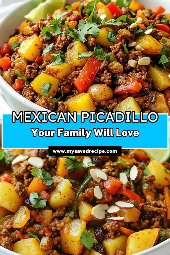 Discover the delicious world of a traditional Mexican Picadillo recipe! This savory Mexican dish features ground beef picadillo combined with an array of vegetables like potatoes, carrots, and bell peppers. Perfect for family dinners, this recipe balances savory and sweet with optional raisins and almonds. Don't miss out on this comforting meal that is quick to prepare. Try this ground beef picadillo today! #MexicanCooking #Picadillo #ComfortFood #EasyRecipes
