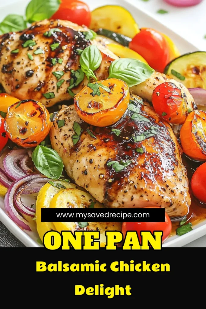 Discover the magic of Sheet Pan Balsamic Chicken, an easy chicken recipe that delivers flavors without the fuss. This healthy sheet pan dinner features juicy balsamic vinegar chicken paired with roasted chicken and vegetables, including cherry tomatoes and zucchini. Perfect for busy weeknights, this dish is full of nutrients and taste! Try it today and bring joy to your dinner table. Save this delicious recipe! #SheetPanBalsamicChicken #EasyChickenRecipes #HealthyDinner #BalsamicVinegarChicken
