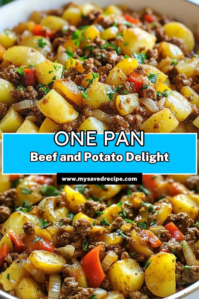 Discover a delicious and easy ground beef dinner with this savory ground beef potato skillet recipe! Packed with ground beef and potatoes, this one skillet meal is perfect for busy weeknights. Sauté tender onions, garlic, and colorful bell peppers, then combine with seasoned beef and diced potatoes for a hearty dish. Save this potato skillet recipe for a warm family favorite! #OneSkilletMeals #EasyGroundBeefDinner #SavoryGroundBeefSkillet #GroundBeefAndPotatoes