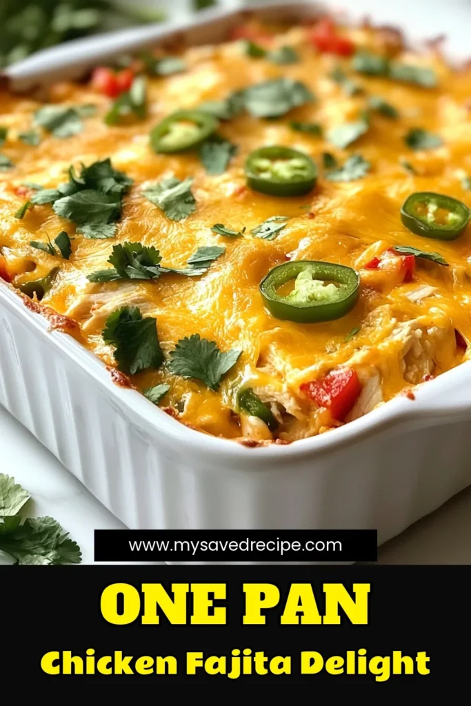 Discover the deliciousness of Chicken Fajita Casserole, a must-try Easy Chicken Casserole Recipe that brings together the bold flavors of Healthy Chicken Fajitas in one simple dish. This One-Pan Chicken Dinner is perfect for busy nights, loaded with chicken, peppers, and creamy cheese. Your family will love this Cheesy Chicken Bake that’s packed with nutrients and flavor. Save the recipe for dinner tonight! #ChickenFajitaCasserole #EasyChickenCasserole #HealthyChickenFajitas #OnePanDinner