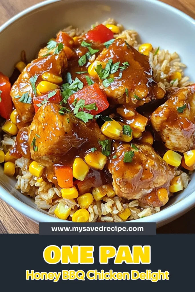 Discover the ultimate Honey BBQ chicken recipe with this one skillet chicken and rice dish! Perfect for an easy chicken dinner, this healthy BBQ chicken combines tender chicken thighs, brown rice, and vibrant veggies in one quick rice skillet meal. Best of all, it’s simple to prepare and bursting with flavor. Ready to impress your family? Save this recipe for a delicious weeknight dinner! #HoneyBBQChicken #EasyDinner #OneSkilletMeal #HealthyEating