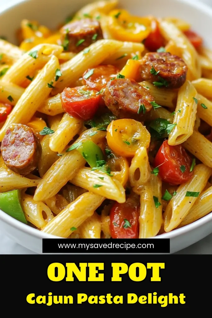 Savor the flavors of the South with this delicious One-Pot Cajun Sausage Pasta! This creamy Cajun pasta recipe features zesty Andouille sausage, vibrant peppers, and hearty penne pasta all cooked in a single pot. Perfect for a quick weeknight dinner, this easy one-pot pasta dish is made with chicken broth for an extra rich taste. Try this tasty Cajun pasta with chicken broth tonight and elevate your dinner routine! Don't forget to save for later! #CajunPasta #OnePotPasta #EasyDinner #PastaRecipes