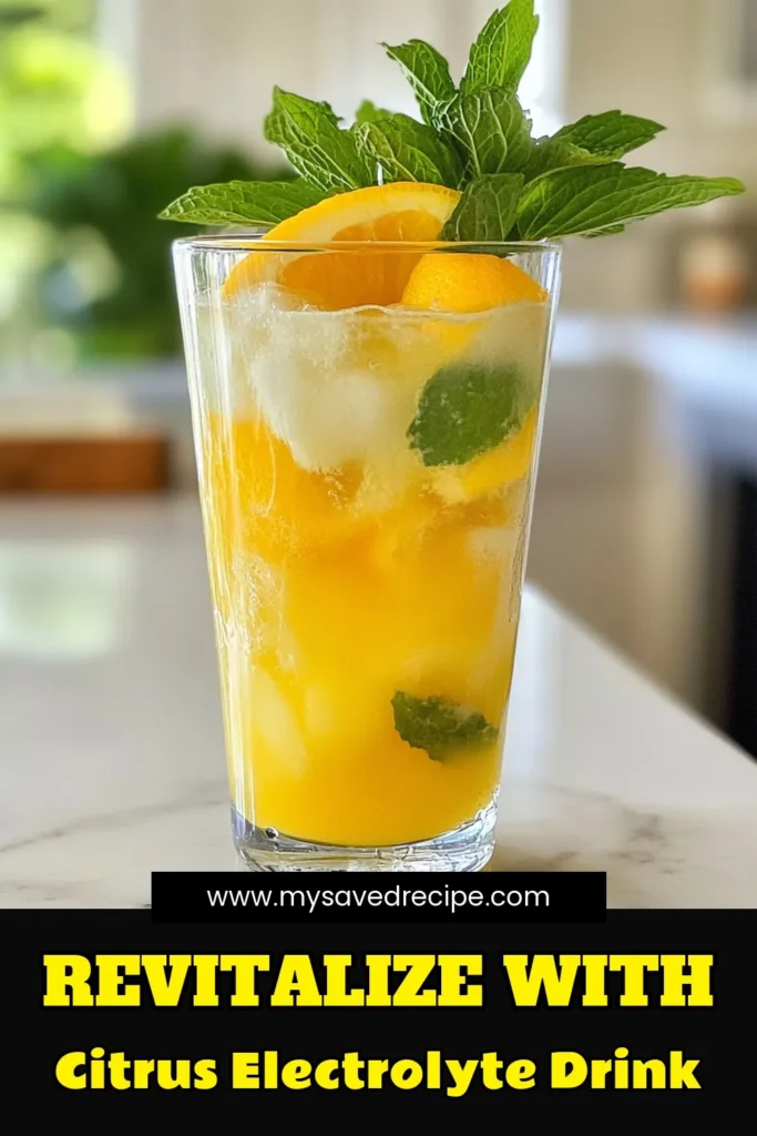 Revitalize your hydration with this easy homemade natural sports drink! Our citrus electrolyte drink combines refreshing coconut water and zesty orange and lemon juices to create the ultimate revitalizing drink. Packed with electrolytes, this coconut water recipe is a must-try for athletes and anyone needing natural hydration. Perfect for post-workout recovery. Don't forget to save this homemade electrolyte drink for your next workout! #NaturalHydration #ElectrolyteDrink #CoconutWater #HealthyDrinks