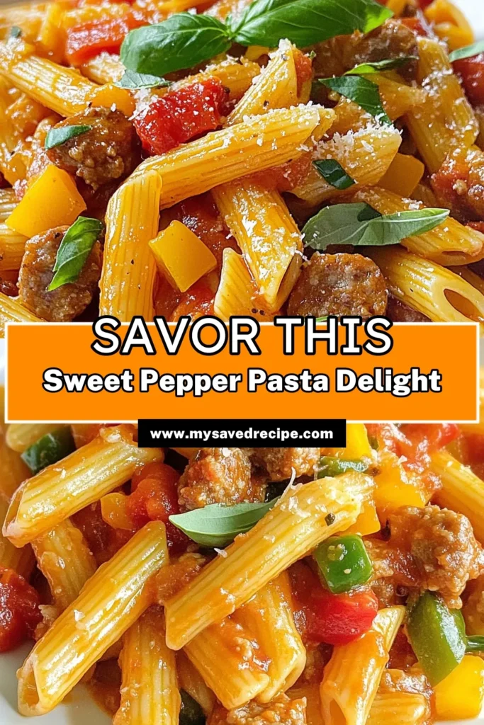 Discover the deliciousness of sweet pepper sausage pasta in this easy one-pan recipe! Bursting with flavor from sweet Italian sausage and vibrant bell peppers, this Italian sausage pasta is perfect for busy weeknights. In just 30 minutes, you’ll have a hearty meal everyone will love. Save this sweet pepper sausage pasta recipe for your next family dinner and enjoy simple, satisfying meals. #EasyPastaRecipes #OnePanPastaDishes #ItalianSausagePasta #BellPepperPastaRecipes