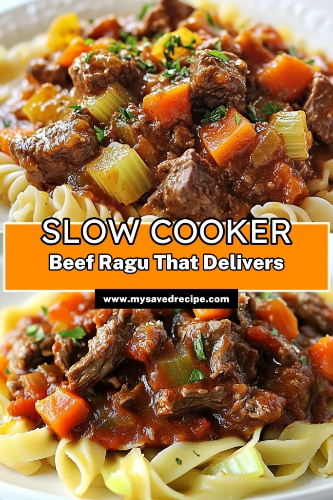 Discover the ultimate cozy beef ragu recipe with this slow cooker beef ragu that transforms beef chuck into tender, flavorful goodness! Perfect for pasta lovers, this easy slow cooker meal comes together effortlessly. Enjoy a hearty dinner by tossing your favorite pasta with this beef ragu for a comforting treat. Perfect for weeknight meals! Save this delicious beef chuck ragu recipe for later! #SlowCookerBeefRagu #BeefRaguRecipe #EasySlowCookerMeals #PastaWithBeefRagu