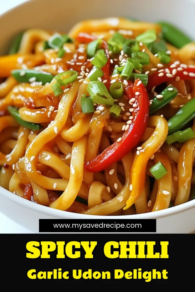 Craving a deliciously spicy dish? Try this easy Chili Garlic Udon recipe! With stir-fried udon noodles tossed in garlic, fresh chilies, and a medley of crisp vegetables, this quick udon recipe is perfect for a weeknight meal. Enjoy the bold flavors of spicy udon noodles ready in just 25 minutes. Save this recipe for a flavorful dinner tonight! #ChiliGarlicUdon #QuickUdonRecipe #SpicyUdonNoodles #EasyUdonStirfry