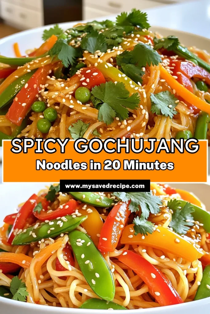 Spice up your dinner with these Sweet & Spicy Gochujang Noodles! This quick and easy recipe blends the rich flavors of gochujang with fresh veggies for a delicious, satisfying meal. Perfect for a weeknight dinner or meal prep, these noodles are packed with flavor and ready in under 30 minutes. Click through for the full recipe and step-by-step instructions to create this tasty dish tonight! #GochujangNoodles #EasyRecipes #SpicyFood #DinnerIdeas