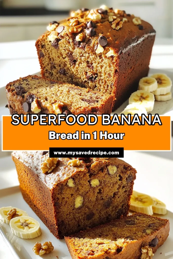 Indulge in the ultimate energizing superfood banana bread. Made with ripe bananas, whole wheat flour, and coconut oil, this healthy recipe is perfect for breakfast or a snack. With optional dark chocolate chips and nuts, you can customize each loaf to your taste. Bake a batch today and treat yourself to deliciousness! Click through for the full recipe and enjoy the goodness. #BananaBread #HealthyRecipes #Baking #Superfoods