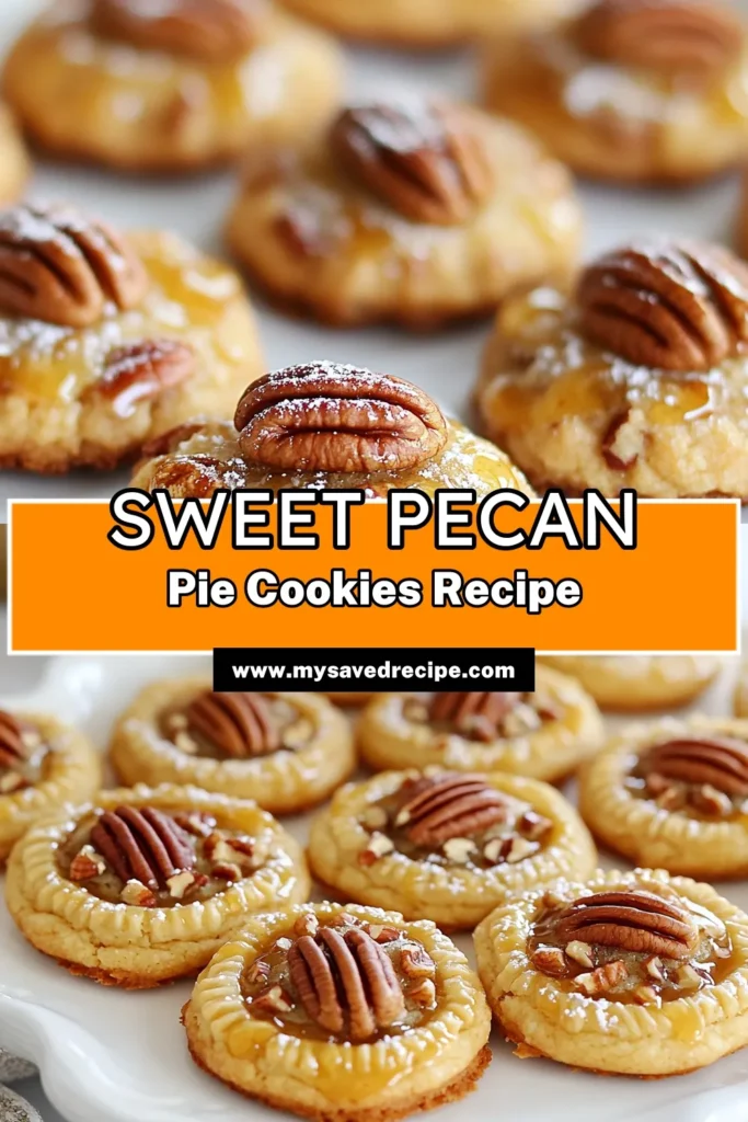 Indulge in these delightful pecan pie cookies that perfectly blend the flavors of a classic Southern pecan dessert with the joy of homemade treats. These easy pecan cookies are a twist on traditional pecan chocolate chip cookies, making them a must-try! With a soft, chewy center and a drizzle of pecan syrup, these cookies are perfect for any occasion. Whip up a batch today and savor the deliciousness! #PecanPieCookies #SouthernDessert #EasyPecanCookies #HomemadeCookies