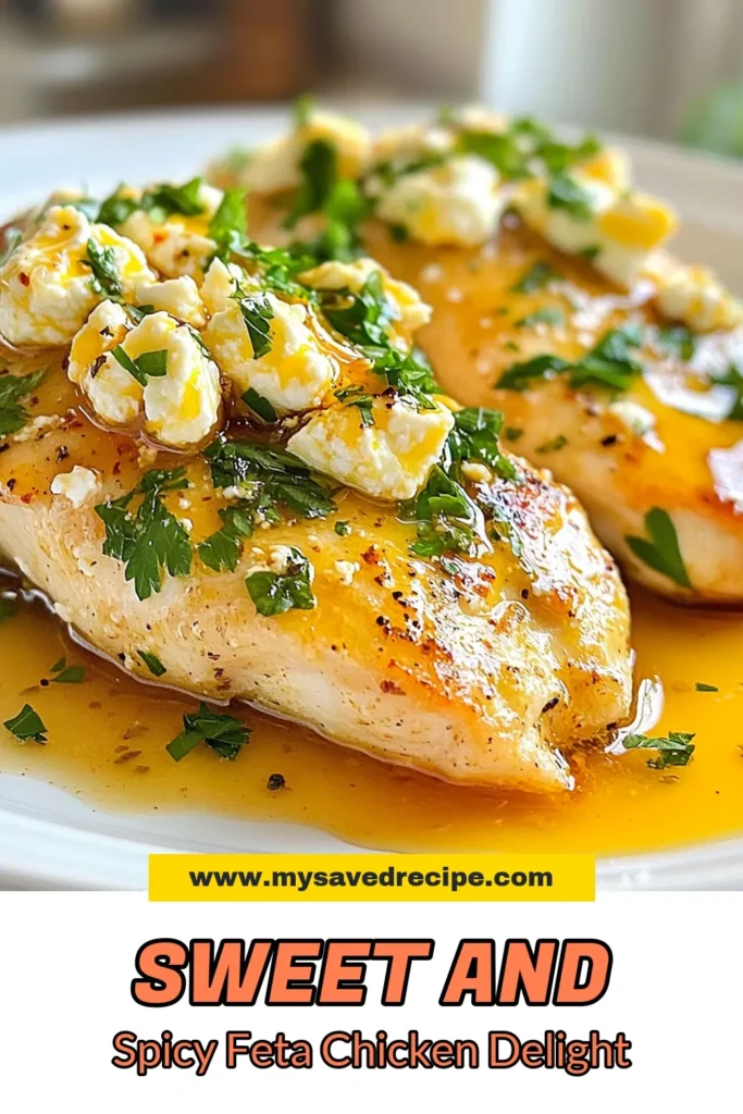 Discover the deliciousness of hot honey feta chicken with this easy baked feta chicken recipe. Enjoy the perfect blend of sweet and spicy in this simple spicy chicken breast recipe that’s sure to impress. Perfect for an easy feta chicken dinner, this honey garlic chicken dish is quick to prepare and packed with flavor. Try it today and elevate your weeknight meals! Save for your next cooking adventure! #HotHoneyFetaChicken #EasyDinnerIdeas #SpicyChicken #FetaRecipes