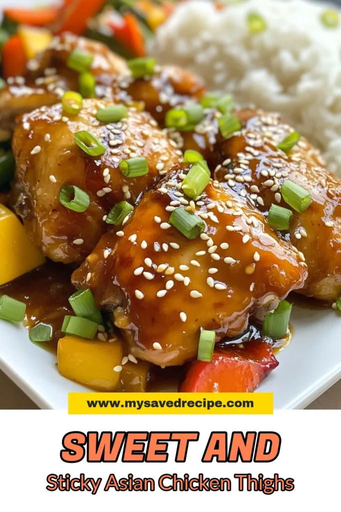 Indulge in this irresistible honey glazed chicken recipe that features tender Asian chicken thighs marinated in a delightful easy honey chicken marinade. Perfectly baked honey chicken gets its flavor from garlic, ginger, and a touch of spice. Garnish with sesame seeds and green onions for a dish that’s as beautiful as it is delicious. Try this sesame ginger chicken tonight! Don’t forget to save the recipe for later! #HoneyChicken #EasyRecipes #AsianCuisine #BakedChicken