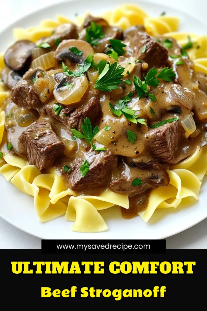 Indulge in a comforting bowl of Hearty Slow Cooker Beef Stroganoff that's easy to make and full of flavor. With tender beef, savory mushrooms, and a creamy sauce, this dish is perfect for family dinners. Follow our simple recipe and wow your loved ones with a delicious meal. Click through for instructions and make your kitchen the place to be! #SlowCookerRecipes #BeefStroganoff #ComfortFood #EasyDinnerIdeas