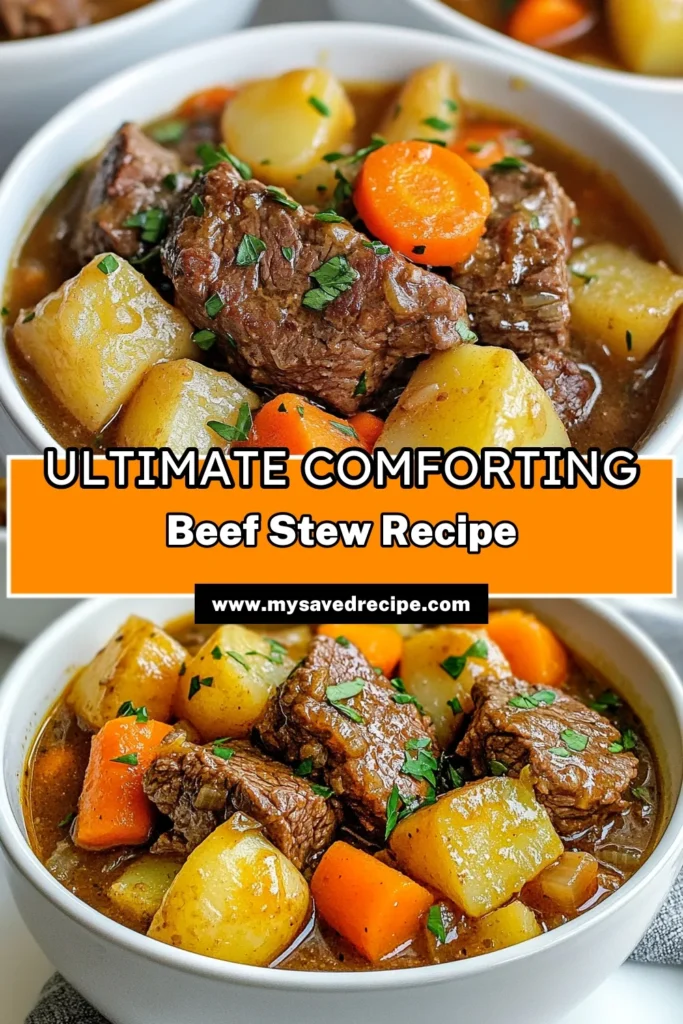 Discover the ultimate comfort food with this Classic Crockpot Beef Stew! This hearty beef stew recipe combines tender beef chuck, fresh vegetables, and rich seasonings for a delightful slow cooker beef stew that's perfect for any occasion. Try this easy beef stew recipe for a delicious meal that simmers while you enjoy your day. Save it now and enjoy cozy nights with a warm bowl of goodness! #CrockpotBeefStew #SlowCookerRecipes #BeefStew #EasyCooking