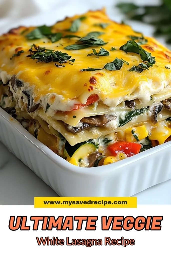 Indulge in this loaded veggie lasagna, a delicious twist on a classic! This white lasagna recipe features layers of fresh spinach, savory mushrooms, and colorful veggies, all smothered in creamy alfredo sauce. Perfect for a healthy lasagna recipe, this vegetarian lasagna with alfredo sauce satisfies cravings without guilt. Try this spinach mushroom lasagna today and elevate your dinner plans! Save and share! #LoadedVeggieLasagna #VegetarianLasagna #HealthyLasagna #WhiteLasagnaRecipe