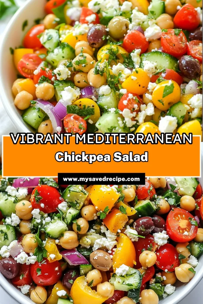 Discover the vibrant flavors of this Mediterranean chickpea salad, a perfect addition to your collection of healthy salad recipes. Packed with fresh vegetables, this easy chickpea recipe is not only delicious but also aligns with Mediterranean diet recipes. Enjoy it as a side dish or a light meal! Ready in just 30 minutes, it's a must-try. Save this recipe for a nourishing boost! #MediterraneanChickpeaSalad #HealthySaladRecipes #EasyChickpeaRecipes #FreshVegetableSalad