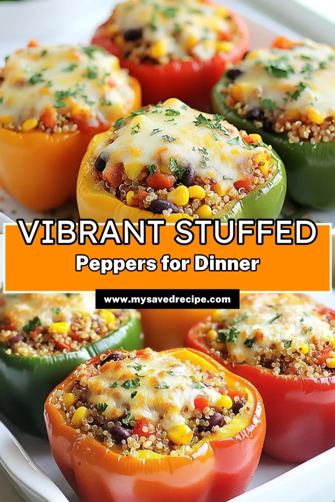 Discover a delicious and healthy stuffed peppers recipe that’s perfect for any meal. These colorful stuffed peppers are filled with protein-packed quinoa, black beans, and topped with cheese for a satisfying vegetarian option. Try these quinoa stuffed peppers for a nutritious twist on a classic dish. Perfect for meal prep or a family dinner! Save this healthy stuffed bell peppers recipe now! #StuffedPeppers #VegetarianRecipes #HealthyEats #MealPrepIdeas
