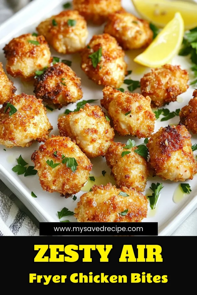 Discover the irresistible flavor of Air Fryer Lemon Chicken Bites! This easy recipe features succulent chicken marinated in a zesty lemon garlic blend, then air-fried to perfection. Ready in just 45 minutes, these bites are perfect for weeknight dinners or entertaining guests. Click through for full instructions and tips on presentation! Don't miss out on this delicious dish. #AirFryerRecipes #ChickenBites #EasyDinner #LemonChicken