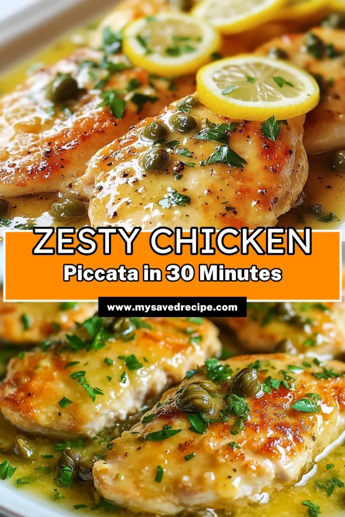 Discover this zesty Chicken Piccata recipe that's perfect for a busy weeknight! With easy lemon chicken piccata, capers, and a quick cooking process, you’ll have a delicious dinner on the table in just 30 minutes. This healthy chicken recipe is bursting with flavor and easy to prepare. Try this chicken piccata with capers today and enjoy a satisfying meal. Save this quick dinner recipe for your next family night! #ChickenPiccata #EasyDinner #HealthyRecipes #QuickMeals