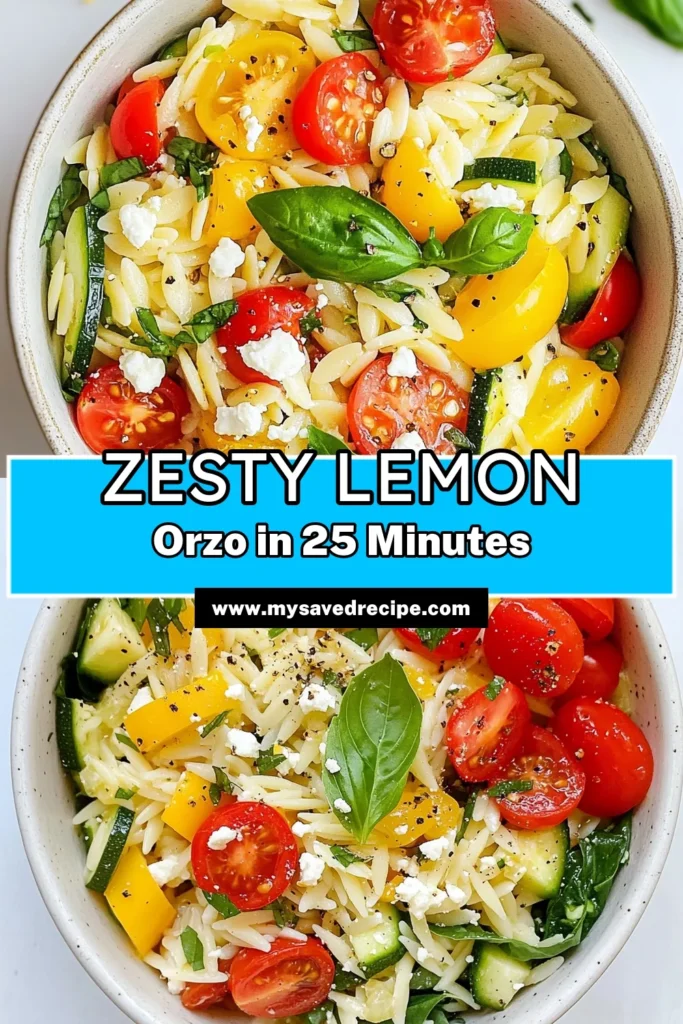 Discover the ultimate lemon orzo recipe with this zesty Orzo bowl! Packed with vibrant veggies, this healthy orzo bowl is perfect for weeknight dinners. Whether you're craving a vegetarian orzo dish or an easy lemon pasta salad, this recipe is a delightful choice. Enjoy a quick, nutritious meal that bursts with flavor. Try it today and savor the freshness! Save for later! #OrzoRecipe #HealthyMeals #VegetarianDish #PastaLover