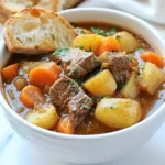 - 2 lbs beef chuck, cut into 1-inch cubes - 4 cups beef broth - 3 medium potatoes, peeled and diced - 3 carrots, sliced - 2 stalks celery, chopped - 1 large onion, chopped - 4 cloves garlic, minced - 1 tablespoon tomato paste - 1 tablespoon Worcestershire sauce - 1 teaspoon dried thyme - 1 teaspoon dried rosemary - 1 bay leaf - 2 tablespoons olive oil - Salt and pepper to taste Each main ingredient plays a key role in the stew. The beef chuck gives a rich flavor. The broth adds depth and moisture. Potatoes and carrots bring heartiness. Celery and onion add a nice crunch and sweetness. Garlic, tomato paste, and Worcestershire sauce create a savory base. Thyme, rosemary, and bay leaf bring warmth and aroma. - Fresh parsley Fresh parsley is a simple but lovely touch. It brightens up the stew. Just sprinkle it on top before serving. - Large pot or Dutch oven - Cooking utensils A large pot or Dutch oven helps cook everything evenly. Use sturdy cooking utensils for stirring and serving. This will make your cooking experience easier and more enjoyable. {{ingredient_image_1}} 1. Start by heating 2 tablespoons of olive oil in a large pot over medium-high heat. This will help brown the beef. 2. Take 2 lbs of beef chuck and cut it into 1-inch cubes. Season the beef cubes with salt and pepper. I like to mix them well to ensure even flavor. 3. Brown the beef in batches. Do not overcrowd the pot. This helps the meat get a nice crust. Set the browned beef aside on a plate. 4. In the same pot, add 1 large chopped onion. Sauté for 3-4 minutes until it becomes translucent. The smell will be amazing. 5. Next, add 4 minced garlic cloves, 1 tablespoon of tomato paste, 1 teaspoon of dried thyme, and 1 teaspoon of dried rosemary. Cook for another minute while stirring to blend the flavors. 1. Return the browned beef to the pot. Pour in 4 cups of beef broth, scraping the bottom to mix in the tasty bits. 2. Now, add 3 diced potatoes, 3 sliced carrots, 2 chopped celery stalks, and 1 bay leaf. This mix adds color and flavor to your stew. 3. Bring the stew to a boil. Once it bubbles, reduce the heat to low. Cover the pot and let it simmer for about 2 hours. This is when the beef gets tender and the flavors meld together. 1. After 2 hours, remove the bay leaf. Taste the stew and adjust the seasoning with salt and pepper to your liking. 2. Serve the stew hot in rustic bowls. Garnish with fresh parsley for a pop of color. I love serving it with crusty bread on the side for dipping. Enjoy this hearty dish that warms the soul! Adding red wine gives the stew a deep, rich taste. Use about one cup of red wine. It adds a nice depth to the beef flavor. Don’t worry; most of the alcohol cooks off. You can also use homemade beef broth for the best taste. It’s simple to make and adds more flavor than store-bought broth. Browning the meat well is key. Make sure to heat the pot before adding the beef. I use medium-high heat and brown the meat in batches. This prevents steaming and helps get a good crust. After browning, let the beef rest before adding it back to the pot. Simmering is just as important. Keep the heat low after boiling. This helps the beef become tender over time. Stir occasionally, but not too often. Let the stew work its magic! Serve the stew in rustic bowls. Crusty bread on the side is perfect for dipping. It adds a nice crunchy texture. Garnish with fresh parsley for color. A sprinkle brightens the dish and makes it look fancy. You will impress your guests with this simple touch! Pro Tips Brown the Meat: Taking the time to brown the beef cubes enhances the flavor of the stew by creating a rich, caramelized crust. Use Fresh Herbs: For the best flavor, use fresh thyme and rosemary instead of dried. Add them towards the end of cooking for a vibrant taste. Thicken the Stew: If you prefer a thicker stew, mix a tablespoon of cornstarch with cold water and stir it in during the last 15 minutes of cooking. Make Ahead: This stew tastes even better the next day! Prepare it a day in advance and reheat to allow the flavors to meld. {{image_2}} You can change the beef to other meats. Try lamb or turkey for a new taste. These meats work well in stew and add unique flavors. You can also swap the root veggies. Instead of potatoes, use sweet potatoes or parsnips. They add a sweet touch that pairs nicely with the beef. If you need gluten-free options, skip the Worcestershire sauce. Instead, use tamari or coconut aminos. Both give a similar taste without gluten. For low-carb variations, use cauliflower instead of potatoes. This keeps the stew hearty but lowers the carbs. You can add spices to change the stew's flavor. Try cumin for a warm, earthy taste or paprika for a smoky note. These spices add depth and make the dish feel different. Incorporate local vegetables too. If you have seasonal veggies, toss them in for freshness. This makes the stew unique to your area and adds fun to your meal. After enjoying your ultimate beef stew, store leftovers properly. Place the stew in airtight containers. Let it cool down to room temperature first. Refrigerate it within two hours. The stew stays fresh for about three to four days in the fridge. Use glass or plastic containers that seal tightly. This helps keep the flavors intact and prevents spills. When you want to warm up your stew, the stovetop is best. Pour the stew into a pot. Heat it over medium heat, stirring often. This ensures even heating and keeps the stew tasty. If you're in a hurry, use the microwave. Transfer the stew to a microwave-safe bowl. Cover it loosely with a microwave-safe lid or plate. Heat it in one-minute bursts, stirring in between. This helps warm it through without overcooking. To freeze beef stew, let it cool completely first. Then, portion it into freezer-safe containers. Leave some space at the top for expansion. You can also use freezer bags, squeezing out as much air as possible. The stew can last up to three months in the freezer. When you're ready to eat, thaw it overnight in the fridge. Reheat it on the stovetop or microwave as mentioned above. Enjoy your comforting meal anytime! Beef stew can last in the fridge for about three to four days. It’s best to store it in an airtight container. Make sure to cool the stew before you put it in the fridge. This helps avoid spoilage. If you want to keep it longer, consider freezing it instead. Yes, you can make beef stew in a slow cooker. Just brown the beef first on the stove. Then add all the ingredients into the slow cooker. Set it on low for about six to eight hours. This method lets the flavors blend well. It’s perfect for busy days when you want a hot meal ready when you get home. Beef stew pairs well with several side dishes. Here are some good options: - Crusty bread for dipping - Mashed potatoes for extra comfort - A simple green salad for freshness - Rice to soak up the stew's rich sauce Each of these sides complements the hearty flavors of beef stew. Feel free to mix and match based on your mood! This article covered the key steps to create a delicious beef stew. You learned about essential ingredients, cooking tools, and tips for enhancing flavor. We also discussed storage options and variations to fit your taste. Beef stew is a warm and comforting dish that you can adapt in many ways. Whether you stick to the classic recipe or explore new flavors, enjoy your cooking!