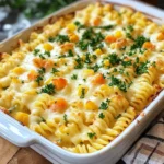 - 12 oz rotini pasta - 2 cups shredded cheddar cheese - 1 cup cream cheese, softened - 1 cup ranch dressing - 1 cup cooked chicken, shredded - 1 cup frozen mixed vegetables (peas, carrots, corn) - œ cup grated Parmesan cheese - 2 tablespoons olive oil - 1 teaspoon garlic powder - 1 teaspoon onion powder - Salt and pepper to taste - Fresh parsley for garnish Gathering the right ingredients is key for a great meal. First, you need 12 ounces of rotini pasta. This pasta shape holds the sauce well, making each bite tasty. Next, get 2 cups of shredded cheddar cheese. Cheddar brings a sharp, creamy flavor. Youâll also need 1 cup of softened cream cheese. This adds a rich, smooth texture that binds everything. Donât forget 1 cup of ranch dressing. It gives a zesty kick to the dish. If you want to add more protein, use 1 cup of cooked chicken, shredded. This makes the dish heartier. You can also throw in 1 cup of frozen mixed vegetables, like peas, carrots, and corn. These add color and nutrition. For seasonings, gather œ cup of grated Parmesan cheese. This cheese adds a nice salty flavor on top. You will need 2 tablespoons of olive oil to help blend the flavors. Add 1 teaspoon each of garlic powder and onion powder for extra depth. Finally, season with salt and pepper to taste. Fresh parsley makes a great garnish, adding a pop of color and freshness. {{ingredient_image_1}} - Preheat the oven to 350°F (175°C). - Cook the rotini in salted boiling water until al dente. Cooking the rotini is easy. Just boil water and add salt. Once the water is bubbling, add the pasta. Check the package for cooking time, but usually, it's about 8-10 minutes. You want it firm, not soft. Drain it well and set it aside. - Combine softened cream cheese, ranch dressing, olive oil, and seasonings. - Stir in cooked pasta, chicken, mixed vegetables, and cheddar cheese. In a big bowl, mix cream cheese and ranch dressing. Use a whisk or fork to blend until smooth. Add olive oil for a nice touch. Then, sprinkle in garlic powder, onion powder, salt, and pepper. Stir well. Next, toss in the cooked rotini, chicken, frozen veggies, and one cup of shredded cheddar cheese. Mix until every piece is coated. - Transfer mixture to a greased baking dish. - Top with remaining cheese and bake until bubbly. Now, grab a greased 9x13 inch baking dish. Pour the pasta mix into it. Spread it out evenly. Then, sprinkle the rest of the cheddar cheese and Parmesan on top. Bake for 25-30 minutes. Look for bubbly cheese and golden edges. This makes the dish warm and comforting. To get the best cheesy goodness, watch your baking time. Bake until the cheese melts perfectly. Remove it from the oven when it is bubbly and golden. Always taste your mix before you bake. This helps you adjust the seasoning as needed. Want it creamier? Add more cream cheese or ranch dressing to your mix. You can also put in extra cheese for a richer flavor. The more cheese, the better! For a fresher taste, make your own ranch dressing. It will add a special touch to your dish. You can also try adding fresh herbs or spices. This will give your meal a burst of flavor. Pro Tips Use Fresh Ingredients: Fresh or high-quality ingredients enhance the overall flavor of your dish, making it more delicious. Customize Your Veggies: Feel free to swap in your favorite vegetables or whatever you have on hand for a personalized touch. Make Ahead: Prepare the dish in advance and refrigerate it. Bake it just before serving for a quick and easy meal. Experiment with Cheese: Try using a mix of cheeses like mozzarella or pepper jack for a unique flavor profile. {{image_2}} You can easily make this dish vegetarian. Instead of chicken, use more mixed vegetables. Peas, corn, and carrots add great color and flavor. For the cheese, swap in plant-based cream cheese and ranch dressing. This keeps the dish creamy and delicious while catering to your dietary needs. If you want to change up the pasta, try using penne, fusilli, or shell pasta. Each type brings its own twist to the dish. You can even use gluten-free pasta for a gluten-free option. This way, everyone can enjoy this tasty meal. For those who crave a heartier meal, add cooked bacon or sausage. These meats give a rich taste to the bake. You can also mix in different cheeses like mozzarella or gouda. Each cheese adds a unique flavor and makes the dish even more appealing. Store any leftover Cheesy Ranch Rotini Bake in an airtight container. This helps keep it fresh. It tastes best when eaten within 3-5 days. Make sure to let it cool before sealing. You can freeze this dish before baking it. Just cover the dish tightly with foil. When you are ready to enjoy it, let it thaw in the fridge overnight. Bake it as directed for a warm, cheesy meal. When reheating, use a microwave or oven. Both work well for even heating. If it looks dry, add a splash of milk. This keeps the creaminess that makes it so tasty. Yes, preparation can be done a day in advance. You can cook the pasta and mix the ingredients. Just store it in the fridge. When you are ready to eat, bake it as directed. This saves time and makes dinner easier. Try using blue cheese dressing or a homemade herb mix. If you enjoy making your own dressings, mix Greek yogurt with herbs. This gives a fresh taste and works well with the dish. Cook rotini until al dente as indicated on the package. This means the pasta should be firm when you bite into it. If you overcook it, the pasta can become mushy in the bake. Yes, use dairy-free cheese and cream cheese alternatives. Many brands offer great substitutes now. This way, everyone can enjoy this tasty dish, even those who avoid dairy. To sum up, this Cheesy Ranch Rotini Bake is simple and tasty. You need rotini, cheeses, and ranch dressing, plus some optional add-ins. Follow the steps to mix it all and bake. Remember, you can personalize it with spices or extra veggies. If you have leftovers, store them right for best taste. This dish is flexible and perfect for busy days or special meals. Enjoy creating your own twist on this classic!