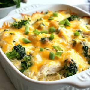 - 2 cups cooked chicken breast, shredded - 1 cup broccoli florets - 1 cup cauliflower rice - 1 cup spinach, chopped - 1 cup cream cheese, softened - 1 cup shredded cheddar cheese - ½ cup sour cream - 1 teaspoon garlic powder - 1 teaspoon onion powder - 1 teaspoon Italian seasoning - Salt and pepper to taste - 1 tablespoon olive oil - ¼ cup green onions, sliced (for garnish) In this low-carb chicken casserole, I focus on fresh and healthy ingredients. The shredded chicken adds protein, while broccoli and spinach bring vitamins and minerals. The cauliflower rice gives a great texture without the carbs. Cream cheese and cheddar cheese make this dish creamy and rich. Sour cream adds a slight tang that balances the flavors. I use garlic powder, onion powder, and Italian seasoning for a punch of taste. For cooking, I recommend olive oil. It adds healthy fat without overpowering the dish. Finally, green onions make a bright garnish, bringing color and a mild onion flavor. This casserole is low in carbs, perfect for those watching their intake. Each serving includes a good amount of protein and healthy fats. - Dairy-free alternatives: Use coconut cream and dairy-free cheese. - Gluten-free considerations: All ingredients here are gluten-free. Feel free to mix and match based on your needs. This recipe is flexible and can cater to various diets. {{ingredient_image_1}} 1. Preheat your oven to 375°F (190°C). This heat helps cook the casserole evenly. 2. In a large skillet, heat 1 tablespoon of olive oil over medium heat. Add 1 cup of broccoli florets and 1 cup of cauliflower rice. Sauté for about 3 minutes. This step will make them slightly tender. 3. Next, add 1 cup of chopped spinach to the skillet. Cook for 2 more minutes until the spinach wilts. Once done, remove it from the heat and set it aside. 1. In a mixing bowl, combine 1 cup of softened cream cheese and ½ cup of sour cream. Add 1 teaspoon of garlic powder, 1 teaspoon of onion powder, and 1 teaspoon of Italian seasoning. Mix until smooth. 2. Now, fold in half of the 1 cup of shredded cheddar cheese. This mixture should be creamy and well blended. 1. In a large casserole dish, combine 2 cups of shredded cooked chicken, sautéed veggies, and the cream cheese mixture. Gently fold everything together until well coated. 2. Spread the mixture evenly in the dish. Top it with the remaining shredded cheddar cheese. 3. Bake in the preheated oven for 25-30 minutes. Look for it to be hot, bubbly, and slightly golden on top. 4. Once baked, take it out and let it cool for a few minutes. Garnish with ¼ cup of sliced green onions before serving. To get the perfect texture for your low carb chicken casserole, make sure your chicken is cooked and shredded well. This helps it blend nicely with the creamy mixture. When you sauté the broccoli and cauliflower rice, do not overcook them. You want them tender but still slightly crisp. This adds a great bite to your dish. For even cooking, spread the mixture evenly in the casserole dish. This ensures that every bite gets the same great flavor. When you bake it, keep an eye on the cheese. You want it melted and slightly golden, but not burnt. This casserole pairs well with low-carb sides. Consider serving it with a fresh salad or steamed green beans. You can also add a side of roasted zucchini for more veggies. These sides balance the meal and keep it healthy. When reheating leftovers, use the oven for the best results. Preheat it to 350°F (175°C). Place the casserole in an oven-safe dish. Cover it with foil to keep it moist. Heat for about 15-20 minutes or until warm. You can also use the microwave, but be careful not to dry it out. Heat in short bursts, stirring in between. Pro Tips Use Rotisserie Chicken: For a quicker prep time, consider using store-bought rotisserie chicken instead of cooking your own. It saves time without sacrificing flavor. Customize Your Veggies: Feel free to mix in or substitute other vegetables such as bell peppers or zucchini to suit your taste preferences or to use up leftovers. Make It Ahead: You can prepare this casserole a day in advance. Just cover it tightly and store it in the fridge. When ready to bake, add a few extra minutes to the cooking time. Garnish for Flavor: Don’t skip the green onion garnish! It adds a fresh flavor and a nice crunch that elevates the dish. {{image_2}} You can easily change up the veggies in this dish. Instead of broccoli, use zucchini or bell peppers. Both add color and crunch. Cauliflower rice can be swapped for shredded cabbage or even diced eggplant. These choices keep your casserole fresh and fun. For cheese, cheddar is great, but you can try mozzarella or pepper jack. Mozzarella gives a nice stretch, while pepper jack adds a kick. Mixing in some cream cheese or goat cheese can also give it a creamy touch. Adding spices makes your casserole exciting. Try cumin or smoked paprika for a warm flavor. Herbs like thyme or basil can add depth. They are easy to find and bring out the best in your dish. Want some heat? Add diced jalapeños or a dash of hot sauce. This will give your casserole a spicy twist. You can also sprinkle red pepper flakes on top right before serving. If you follow a keto diet, stick with the original recipe. The chicken and low-carb veggies fit perfectly. You can reduce the cream cheese for fewer calories, too. For a vegetarian version, skip the chicken. Use chickpeas or lentils for protein instead. Make sure to adjust the cooking time if using raw veggies. This way, you still get a filling and tasty meal. To store leftovers properly, let the casserole cool first. Use a glass or plastic container with a lid. Make sure to cover it tightly. This keeps the dish fresh longer. Refrigerate within two hours of cooking. Your casserole will last about three to four days in the fridge. To freeze the casserole, let it cool completely. Then, cut it into portions. Wrap each portion in plastic wrap. Place the wrapped portions in a freezer-safe bag. Remove as much air as you can. This helps prevent freezer burn. You can freeze it for up to three months. In the fridge, the casserole lasts three to four days. If frozen, it can stay good for about three months. For best taste, eat it within this time. Always check for any signs of spoilage before reheating. Can I make this casserole ahead of time? Yes, you can make this casserole ahead of time. Just prepare it and store it in the fridge. Cover it with plastic wrap or foil. It will stay fresh for up to two days. When ready to bake, let it sit out for 30 minutes. Then bake as directed. Is this recipe suitable for meal prep? Absolutely! This casserole is great for meal prep. You can portion it into containers after baking. It will keep well in the fridge for about four days. Reheat single servings in the microwave for a quick meal. What’s the best way to cook chicken for this dish? The best way to cook chicken is to bake or poach it. Baking gives it a nice flavor and keeps it juicy. Poaching is quick and keeps the chicken tender. Shred the chicken after cooking for easy mixing. Can I use raw chicken instead of cooked? You can use raw chicken, but it will take longer to cook. If you choose this method, cut the chicken into small pieces. Sauté it first in the skillet for about 5-7 minutes. Then add the veggies and follow the rest of the recipe. Is this recipe gluten-free? Yes, this recipe is gluten-free. All the ingredients are safe for a gluten-free diet. Just make sure to check the labels on your cheese and sour cream. How can I adapt it for a low-sodium diet? To adapt this recipe for a low-sodium diet, use low-sodium cheese and sour cream. Also, skip the added salt. Use fresh herbs for flavor instead. This will keep your dish tasty without the extra sodium. This recipe provides a tasty way to enjoy chicken while staying low-carb. I shared easy steps to make a creamy casserole packed with healthy veggies. You can customize the dish with swaps and add-ons. Remember to follow storage tips for leftovers to keep them fresh. This dish fits well into many diets and meal plans. Get creative with flavors and enjoy every bite. Happy cooking!