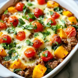 For this comforting casserole, gather these main ingredients: - 1 lb ground turkey - 2 medium sweet potatoes, peeled and diced - 1 small onion, diced - 2 cloves garlic, minced - 1 cup spinach, roughly chopped - 1 cup cherry tomatoes, halved - 1 teaspoon ground cumin - 1 teaspoon smoked paprika - ½ teaspoon chili powder - ½ teaspoon salt - ¼ teaspoon black pepper - 1 cup shredded mozzarella cheese - 2 tablespoons olive oil These items bring rich flavors and great texture to the dish. The ground turkey offers lean protein, while sweet potatoes add natural sweetness. Spinach and tomatoes boost the nutrition. You can make this dish even better with a few garnishes: - Fresh parsley, chopped - Crunchy tortilla chips Sprinkling fresh parsley brightens up your plate. The chips add a fun crunch. You can serve this casserole with a side salad for extra greens. If you have dietary needs, here are some easy swaps: - Use ground chicken or beef instead of turkey. - Swap sweet potatoes for butternut squash for a different flavor. - Replace mozzarella with a dairy-free cheese for a vegan option. These substitutions keep the essence of the dish while catering to your needs. Enjoy experimenting with ingredients! {{ingredient_image_1}} Start by gathering all your ingredients. You will need: - 1 lb ground turkey - 2 medium sweet potatoes, peeled and diced - 1 small onion, diced - 2 cloves garlic, minced - 1 cup spinach, roughly chopped - 1 cup cherry tomatoes, halved - 1 teaspoon ground cumin - 1 teaspoon smoked paprika - ½ teaspoon chili powder - ½ teaspoon salt - ¼ teaspoon black pepper - 1 cup shredded mozzarella cheese - 2 tablespoons olive oil Wash your sweet potatoes and peel them well. Dice them into small cubes. Chop your onion finely and mince the garlic. Halve the cherry tomatoes and roughly chop the spinach. Having everything ready makes cooking smooth. Heat your skillet over medium heat and add the olive oil. Once hot, add the diced onion. Cook it for about 3-4 minutes until it turns soft and clear. Then, add the minced garlic and let it cook for one more minute. Now, add the ground turkey to the skillet. Break it apart with a spatula as it cooks. Stir until it turns brown, which should take around 5-6 minutes. After that, add the diced sweet potatoes, chopped spinach, halved tomatoes, cumin, smoked paprika, chili powder, salt, and black pepper. Stir everything well. Cook for another 8-10 minutes. Keep mixing until the sweet potatoes soften. Once the turkey and veggies are cooked, transfer this mix to a greased 9x13 inch baking dish. Spread it out evenly. Next, sprinkle the shredded mozzarella cheese on top. Preheat your oven to 375°F (190°C) before this step. Place the dish in the oven and bake for 20-25 minutes. You know it’s done when the cheese is melted and bubbly. Let the casserole cool for a few minutes before serving. Enjoy your meal! To make sure your sweet potatoes are tender, cut them small. Dicing them into half-inch pieces helps them cook faster. Cook them in the skillet for about 8-10 minutes with the ground turkey mix. Stir often so they cook evenly. If you want to check for doneness, pierce them with a fork. They should be soft but not mushy. While mozzarella is great, you can try other cheeses. Cheddar adds a sharp taste. Feta gives a nice tangy flavor. Monterey Jack melts well and is creamy. If you're going dairy-free, use vegan cheese or nutritional yeast for a cheesy flavor without the dairy. Adding herbs and spices boosts the flavor of your casserole. Fresh herbs like parsley or cilantro add brightness. Thyme or oregano pairs well with the turkey. You can also add a pinch of cayenne for heat. Experiment with what you have. A little extra spice can make a big difference! Pro Tips Use Fresh Ingredients: Fresh vegetables and herbs can elevate the flavor of your casserole. Opt for in-season produce for the best taste and nutrition. Customize Your Cheese: Feel free to experiment with different types of cheese such as cheddar or pepper jack for a unique flavor twist. Prep Ahead: You can prepare the turkey-sweet potato mixture a day in advance and store it in the refrigerator. Just add the cheese and bake when ready to serve! Check Sweet Potato Doneness: Ensure the sweet potatoes are cooked through by piercing them with a fork. They should be tender before transferring to the baking dish. {{image_2}} To make a vegetarian version, swap the ground turkey for a mix of beans or lentils. Use 1 can of black beans or kidney beans, rinsed and drained. This keeps protein high while adding fiber. You can also add more veggies, like bell peppers or zucchini, for extra flavor and texture. If you want a low-carb dish, replace sweet potatoes with cauliflower. Use 1 medium head of cauliflower, cut into small pieces. Steam or roast the cauliflower until tender before mixing it with the other ingredients. This keeps the dish light while still being filling and tasty. For a kick of flavor, try a Mexican twist! Add 1 can of black olives and 1 cup of corn. Sprinkle in some cilantro for freshness. You can even use pepper jack cheese instead of mozzarella for extra spice. This way, you create a fun, vibrant casserole that’s perfect for taco night! Store any leftovers in an airtight container. Let the casserole cool first. This keeps it fresh and safe. You can keep it in the fridge for up to three days. Label the container with the date. This helps you track how long it’s been stored. When reheating, use the oven for the best taste. Preheat the oven to 350°F (175°C). Place the casserole in a baking dish. Cover it with foil to keep it moist. Heat for about 20 minutes or until it’s hot throughout. You can also reheat individual portions in the microwave. Just be sure to cover them to avoid drying out. Freezing is a great option for future meals. Make sure the casserole is completely cool. Cut it into portions and wrap each piece in plastic wrap. Place the wrapped portions in a freezer bag. Label the bag with the date. The casserole can last in the freezer for up to three months. When ready to eat, thaw it overnight in the fridge before reheating. Ground Turkey Sweet Potato Casserole keeps well in the fridge for about 3 to 4 days. Store it in an airtight container to maintain freshness. The flavors may even improve as it sits. Just reheat it gently before serving. Yes, you can prepare the casserole in advance. You can cook and mix all the ingredients, then store them in the fridge overnight. Just bake it the next day when you're ready to eat. This makes it great for busy days or special occasions. This casserole pairs well with a variety of sides. Here are some great options: - A simple green salad - Steamed broccoli or green beans - Roasted Brussels sprouts - Cornbread for a comforting touch These sides add colors and textures that complement the casserole nicely. We've covered the main ingredients for a ground turkey sweet potato casserole and how to prepare it step by step. I've shared tips for perfect sweet potatoes and flavorful herbs. You saw variations like a vegetarian option and a low-carb choice. Proper storage info ensures your leftovers stay fresh. In conclusion, this dish is versatile, healthy, and easy to make. Enjoy trying different flavors and making this recipe your own. You can make delicious meals for you and your family.