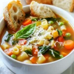 To make Copycat Minestrone Soup, gather these key ingredients: - 1 tablespoon olive oil - 1 medium onion, diced - 2 garlic cloves, minced - 2 medium carrots, diced - 2 celery stalks, diced - 1 zucchini, diced - 1 cup green beans, trimmed and cut into 1-inch pieces - 1 can (14.5 oz) diced tomatoes, with juice - 4 cups vegetable broth - 1 can (15 oz) kidney beans, rinsed and drained - 1 can (15 oz) cannellini beans, rinsed and drained - 1 cup small pasta (like ditalini or elbow) - 1 teaspoon dried oregano - 1 teaspoon dried basil - Salt and pepper to taste - 1 cup fresh spinach or kale, chopped For garnish, you might enjoy: - Grated Parmesan cheese - Fresh basil leaves These ingredients blend to create a hearty and flavorful soup. Each one adds a unique taste and texture. Feel free to adjust the veggies based on what you have. This soup is all about using fresh, seasonal produce. {{ingredient_image_1}} 1. Heat the Olive Oil: Start by heating 1 tablespoon of olive oil in a large pot over medium heat. This helps to build flavor. 2. Sauté the Onion: Add 1 medium diced onion to the pot. Cook for about 3-4 minutes until it turns translucent. This step adds a nice base to your soup. 3. Add Garlic and Veggies: Next, stir in 2 minced garlic cloves, 2 diced carrots, and 2 diced celery stalks. Cook for 5 more minutes, stirring occasionally. This mix enriches the soup's flavor. 4. Incorporate Zucchini and Green Beans: Now, add 1 diced zucchini and 1 cup of trimmed, cut green beans. Cook for an additional 5 minutes. This step adds color and texture. 5. Pour in Tomatoes and Broth: Pour in 1 can of diced tomatoes (with juice) and 4 cups of vegetable broth. Mix well to combine. This forms the soup's heart. 6. Add Beans and Seasoning: Add 1 can of rinsed kidney beans, 1 can of rinsed cannellini beans, 1 teaspoon of dried oregano, 1 teaspoon of dried basil, salt, and pepper to taste. Stir to combine. Bring the soup to a boil, then reduce the heat and let it simmer for 20 minutes. This melds the flavors together. 7. Cook the Pasta: Add 1 cup of small pasta, like ditalini or elbow, to the soup. Simmer until the pasta is tender, about 10-12 minutes. This makes the soup hearty. 8. Stir in Greens: Before serving, stir in 1 cup of chopped fresh spinach or kale. Let it wilt for 2-3 minutes. This adds freshness and color. 9. Taste and Adjust: Finally, taste your soup and adjust seasoning as needed. This ensures the flavors are just right. To serve, ladle the minestrone soup into deep bowls. You can sprinkle some grated Parmesan cheese on top for flavor. A few fresh basil leaves also add color and aroma. Don’t forget a slice of crusty bread on the side! Enjoy your delicious creation! To make a flavorful minestrone soup, follow these best practices: - Use fresh veggies: Fresh produce boosts the soup's taste. Choose ripe tomatoes, crisp carrots, and vibrant zucchini. - Sauté aromatics: Start by cooking onions and garlic in olive oil. This step adds a rich flavor base. - Season wisely: Add salt and pepper during cooking. Taste often to adjust flavors. For dietary preferences, this soup is easy to modify: - Vegan option: Use vegetable broth and skip the Parmesan cheese. - Gluten-free option: Choose gluten-free pasta. Many brands offer great alternatives. Pair your minestrone soup with these tasty options: - Bread: Serve with crusty bread or a warm baguette. This adds a nice crunch and helps soak up the soup. - Salad: A simple side salad with lemon vinaigrette complements the soup well. For a beautiful presentation, try these ideas: - Garnish: Top the soup with grated Parmesan cheese and fresh basil leaves. This adds color and flavor. - Bowls: Use deep bowls to show off the soup's vibrant colors. A sprinkle of black pepper can add some flair too. Pro Tips Use Fresh Herbs: Fresh basil and oregano can elevate the flavor of your minestrone soup compared to dried herbs. Add them towards the end of cooking for a vibrant taste. Customize Your Veggies: Feel free to swap in any seasonal vegetables you have on hand, like bell peppers or spinach, to make the soup even more colorful and nutritious. Perfect Pasta Timing: To prevent the pasta from becoming mushy, add it to the soup during the last 10-12 minutes of cooking, ensuring it’s perfectly al dente. Enhance with Cheese: For an extra depth of flavor, stir in a Parmesan rind while the soup simmers. Remove it before serving for a rich, cheesy undertone. {{image_2}} You can switch out veggies in this soup. Try using squash instead of zucchini. Spinach can replace kale, too. For beans, use black beans or pinto beans. If you want a different pasta, farro or barley work great. You can even use rice if you prefer. Each swap changes the taste and texture. To add a twist, mix in spices like red pepper flakes or smoked paprika. Fresh herbs like thyme or parsley can boost flavor. For a protein kick, add cooked chicken or Italian sausage. You can also toss in some crispy bacon for a smoky note. Each option can make your soup unique and tasty. To keep your Minestrone Soup fresh, cool it to room temperature first. Use airtight containers for storage. Glass or BPA-free plastic containers work well. This soup lasts about three to four days in the fridge. When you want to eat it again, just reheat on the stove or in the microwave. Stir it well before serving to ensure even heat. You can freeze Minestrone Soup for up to three months. To do this, let it cool completely. Then, pour it into freezer-safe bags or containers. Leave some space at the top since the soup will expand when it freezes. When ready to eat, thaw it in the fridge overnight. Reheat it on the stove over low heat. Add a splash of vegetable broth or water if it seems too thick. Stir well to keep the texture nice and smooth. Enjoy a warm bowl any time! What type of beans work best in Minestrone soup? I recommend kidney beans and cannellini beans. Both add great texture and flavor. You can also try other beans like black beans or chickpeas. Can I make this soup ahead of time? Yes, you can! This soup tastes even better the next day. Just store it in the fridge in a sealed container. How do I thicken the soup if it's too watery? If your soup is too thin, you can add more pasta or some mashed beans. Simmer it longer to reduce excess liquid. What is the origin of Minestrone soup? Minestrone soup comes from Italy. It is a rustic dish that uses seasonal vegetables. Each region in Italy has its own version, making it very unique. Is this soup suitable for meal prepping? Absolutely! This soup is perfect for meal prep. It holds up well in the fridge and can be frozen for later. Just reheat before serving. You now have all you need to make a delicious Copycat Minestrone Soup. We covered key ingredients, detailed steps, and helpful tips to ensure great flavor. You learned how to adapt the recipe for different diets and explore tasty variations. Don't forget about effective storage and reheating methods for your leftovers. Embrace your creativity with this soup, and enjoy it with friends or family. Your next meal can be both easy and satisfying. Dive in and have fun cooking!