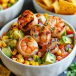 - 1 pound large shrimp, peeled and deveined - 2 avocados, diced - 2 cups corn kernels (fresh or frozen) - 1 red bell pepper, diced - 1 small red onion, finely chopped - 1 lime, juiced - 2 tablespoons olive oil - 1 teaspoon chili powder - 1 teaspoon garlic powder - Salt and pepper to taste - Fresh cilantro, chopped (for garnish) - Optional: tortilla chips (for crunch) To marinate the shrimp, mix the shrimp with olive oil, lime juice, chili powder, garlic powder, salt, and pepper. Make sure all shrimp are well coated. Let them rest for about 20 minutes. This helps the shrimp soak up all the flavors. Next, preheat your grill or grill pan over medium-high heat. Thread the marinated shrimp onto skewers. Grill the shrimp for about 2-3 minutes per side. You want them to turn pink and opaque. Once done, take them off the grill and keep warm. For the corn, you have two choices. If you use fresh corn, grill the cobs for about 8-10 minutes until they are charred. Then cut the kernels off. For frozen corn, sauté it in a pan over medium heat for 5-7 minutes. This way, it gets warm and slightly caramelized. {{ingredient_image_1}} To avoid overcooking shrimp, watch the cooking time closely. Shrimp cook fast. Grill them for just 2-3 minutes per side. You want them pink and opaque. If they curl tightly, they are overdone. For even charring on corn, turn the cobs every few minutes. This way, all sides get that nice char. If you use frozen corn, sauté it until it's golden. This adds good flavor without the grill. To add extra flavor, consider spices like smoked paprika or cumin. Fresh herbs like cilantro or parsley can brighten the dish. Fresh lime juice is key. It adds zing and balances the flavors. Squeeze some over the shrimp and corn mixture. You can add more to taste. Just remember, lime juice can be strong, so start small. Each serving has around 400 calories. This dish is high in protein from shrimp and healthy fats from avocado. It fits well for gluten-free and keto diets. The shrimp and veggies provide essential nutrients. Plus, the avocado adds fiber. It’s a tasty choice for many dietary needs. You can easily change the main protein in this dish. If you don't like shrimp, try chicken. Just marinate it like the shrimp. You can also use tofu for a plant-based option. For vegetables, feel free to mix it up. You can add diced zucchini, cherry tomatoes, or even black beans. These swaps will bring new textures and tastes to your bowl. This dish is great on its own, but some sides can make it even better. Consider adding a fresh salad or a side of rice. Tortilla chips add a nice crunch too. For parties, set up a build-your-own bowl station. Have bowls of shrimp, corn, and toppings. Let guests create their own tasty meals. This way, everyone can customize their dish just how they like it. To keep your leftovers fresh, store them in an airtight container. Place the shrimp and corn mixture in the fridge right after your meal. It will taste best if used within three days. When you're ready to eat leftovers, reheat them gently. You can use a skillet over low heat. This method keeps the shrimp and corn moist. Stir often to make sure everything heats evenly. Avoid high heat to keep the flavors and texture just right. Pro Tips Marinate Longer for Flavor: For a deeper flavor, consider marinating the shrimp for at least 30 minutes instead of just 20. This allows the spices to penetrate the shrimp more thoroughly. Perfect Grill Timing: Keep an eye on the shrimp while grilling; they cook quickly. As soon as they turn pink and opaque, they are done to perfection. Fresh vs. Frozen Corn: If using fresh corn, grilling it adds a wonderful smoky flavor. However, frozen corn can be just as delicious when sautéed until caramelized. Customize Your Bowls: Feel free to add other toppings like diced tomatoes, jalapeños, or even a drizzle of your favorite hot sauce for an extra kick! {{image_2}} To check if shrimp is done, look for color and texture. Cooked shrimp turns pink and opaque. They should curl into a "C" shape. If they stay straight, they may be overcooked. The shrimp should feel firm but not hard. This simple check helps ensure you get juicy shrimp every time. Yes, you can make parts of this dish ahead of time. Marinate the shrimp a few hours before cooking. You can also prepare the corn and veggie mix early. Just store them in the fridge until you are ready to assemble. For best taste, grill the shrimp just before serving. This keeps them fresh and tasty. There are many tasty options to serve with these bowls. You can add a fresh green salad for extra crunch. Cornbread pairs well if you want something warm. For drinks, try a cold lemonade or a light beer. These pairings enhance the meal and make it even more enjoyable. This blog post shared how to create grilled shrimp avocado corn bowls. We covered key ingredients, like shrimp, avocados, and corn. I explained how to marinate and grill the shrimp for best flavor. You learned tips to perfect your grill technique and enhance taste with spices. We also explored variations and storage methods for leftovers. In the end, these bowls are easy to make and tasty. Customize them to match your style or dietary needs. Enjoy this fun and healthy meal with friends or family!