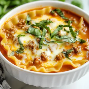 To make Easy Creamy Lasagna Soup, gather these items: - 1 tablespoon olive oil - 1 medium onion, chopped - 3 cloves garlic, minced - 1 pound ground beef or Italian sausage - 1 teaspoon dried oregano - 1 teaspoon dried basil - ½ teaspoon red pepper flakes (optional) - 1 can (28 ounces) crushed tomatoes - 4 cups chicken or vegetable broth - 8 lasagna noodles, broken into bite-sized pieces - 1 cup heavy cream - 1 cup ricotta cheese - 1 cup shredded mozzarella cheese - Salt and pepper to taste - Fresh basil or parsley for garnish You can swap some ingredients to fit your taste or needs: - Use turkey or chicken instead of beef or sausage. - Replace heavy cream with half-and-half for less fat. - For a vegan option, try plant-based sausage and non-dairy cream. - If you don’t have ricotta, cottage cheese works too. This soup offers comfort and nutrition. Here’s a rough breakdown per serving: - Calories: 450 - Protein: 25g - Carbohydrates: 30g - Fat: 27g - Fiber: 2g This soup is hearty and filling, making it a great weeknight meal. Enjoy the flavor while nourishing your body! {{ingredient_image_1}} Start by gathering your ingredients. You need: - 1 tablespoon olive oil - 1 medium onion, chopped - 3 cloves garlic, minced - 1 pound ground beef or Italian sausage - 1 teaspoon dried oregano - 1 teaspoon dried basil - ½ teaspoon red pepper flakes (optional) - 1 can (28 ounces) crushed tomatoes - 4 cups chicken or vegetable broth - 8 lasagna noodles, broken into bite-sized pieces - 1 cup heavy cream - 1 cup ricotta cheese - 1 cup shredded mozzarella cheese - Salt and pepper to taste - Fresh basil or parsley for garnish Chop the onion and mince the garlic. Break the lasagna noodles into smaller pieces. This will help them cook evenly. Heat the olive oil in a large pot over medium heat. Add the chopped onion. Cook for about 3-4 minutes until it’s soft and clear. Then, add the minced garlic. Cook for one more minute. The smell will be amazing! Next, add the ground beef or Italian sausage. Cook it for about 5-7 minutes. Break it up with a spoon as it cooks. You want it browned and crumbly. Stir in the oregano, basil, and red pepper flakes. Cook for one minute to wake up those spices. Pour in the crushed tomatoes and broth. Stir everything well and bring it to a simmer. Now, add the broken lasagna noodles. Cook for 10-12 minutes. You want them to be al dente, or firm to the bite. Reduce the heat to low. Stir in the heavy cream and ricotta cheese. Mix until smooth. Let it warm, but don’t let it boil. Finally, mix in the shredded mozzarella cheese. Stir until it melts and makes the soup creamy. Taste it and add salt and pepper if needed. Serve the soup hot. Garnish with fresh basil or parsley. This adds color and flavor. You can also serve it with crusty bread or a side salad. Enjoy this comforting bowl of lasagna soup! To get a creamy texture, use heavy cream. It adds richness and smoothness. Stir in the cream slowly after cooking the noodles. This will keep the soup from boiling. Adding ricotta cheese also helps create a velvety mouthfeel. Mix it in gently until it's fully blended. You want every bite to feel rich and inviting. Timing is key for perfect noodles. Add the broken lasagna noodles after the soup simmers. Cook them for about 10 to 12 minutes. This ensures they stay al dente. If you cook them too long, they will turn mushy. Keep an eye on them. Stir occasionally to prevent sticking. To boost flavor, always sauté the onion and garlic first. This step brings out their natural sweetness. Don't skip the dried herbs like oregano and basil. They add depth to your soup. If you like a little heat, sprinkle in red pepper flakes. Taste and adjust with salt and pepper at the end. Fresh herbs like basil or parsley make great garnishes, adding aroma and color. Pro Tips Use Fresh Herbs: Fresh basil or parsley can elevate the flavor of your lasagna soup. Add them right before serving for the best taste. Customize Your Protein: Feel free to swap the ground beef or sausage for turkey or a plant-based alternative to suit your dietary preferences. Thicken the Soup: If you prefer a thicker soup, reduce the amount of broth or add an extra tablespoon of ricotta cheese for creaminess. Make It Ahead: This soup can be made in advance and stored in the fridge. Just reheat gently before serving to prevent the noodles from becoming too soft. {{image_2}} You can easily make this soup vegetarian. Just skip the meat. Use lentils or mushrooms for protein. They add a nice texture and flavor. Swap chicken broth for vegetable broth. For a vegan twist, use coconut cream instead of heavy cream. Substitute ricotta cheese with tofu or cashew cheese. This keeps the creamy taste without dairy. Ground turkey or chicken works well if you want leaner meat. You can also try plant-based sausage for a meat-like flavor. If you prefer seafood, shrimp adds a unique touch. Cook it just before serving to keep it tender. No matter your choice, season the protein well for the best taste. Spice up your soup with more herbs. Add thyme or rosemary for extra flavor. If you like heat, increase the red pepper flakes. You can also mix in spinach or kale for added nutrients. Toss in some diced bell peppers for a sweet crunch. Feel free to experiment with your favorite spices to make this dish your own! Storing your Easy Creamy Lasagna Soup is simple. First, let it cool down to room temperature. Then, grab an airtight container. Pour the soup into the container, leaving some space at the top. Seal it tightly. Store it in the fridge for up to three days. This way, you can enjoy the soup again without losing its flavor. Want to keep the soup longer? Freezing is a great option. Use freezer-safe containers or bags. Make sure to leave some space for expansion. You can freeze the soup for up to three months. When you're ready to eat, thaw it in the fridge overnight. To reheat, heat it on the stove over low heat. Stir it often to keep it creamy. Add a splash of broth if it seems too thick. The shelf life of the ingredients varies: - Ground beef or Italian sausage: Use within one to two days if fresh. If frozen, use within three to four months. - Heavy cream: Lasts about one week in the fridge after opening. Freeze it for up to three months. - Ricotta cheese: Best within a week after opening. Freeze for about two months. - Lasagna noodles: Can last for one to two years if stored dry in a cool place. By keeping track of these times, you can make the most of your ingredients and enjoy this comforting dish for many meals to come. Yes, you can use store-bought marinara sauce. It saves time and effort. Choose a brand you love. Just pour it in when you add the crushed tomatoes. This swap keeps the flavor rich and tasty. To make this dish gluten-free, use gluten-free lasagna noodles. Many brands offer good options. You can also use rice noodles or even zucchini strips. Check the labels to be sure they are gluten-free. Adjust the cooking time if needed, as some may cook faster. Lasagna soup pairs well with simple side salads. A green salad with light dressing works great. Garlic bread is another tasty choice. You can also serve it with crusty rolls for dipping. These sides complement the soup's rich flavors nicely. You now have a clear path to making a delicious lasagna soup. We covered the key ingredients and smart substitutions. You learned step-by-step how to prepare, cook, and serve the dish. I shared tips for a creamy texture and perfect noodles, along with ways to boost flavor. We explored variations and how to store leftovers properly. Enjoy experimenting with this recipe. It’s easy to make and fun to share. Dive in and savor every bowl!