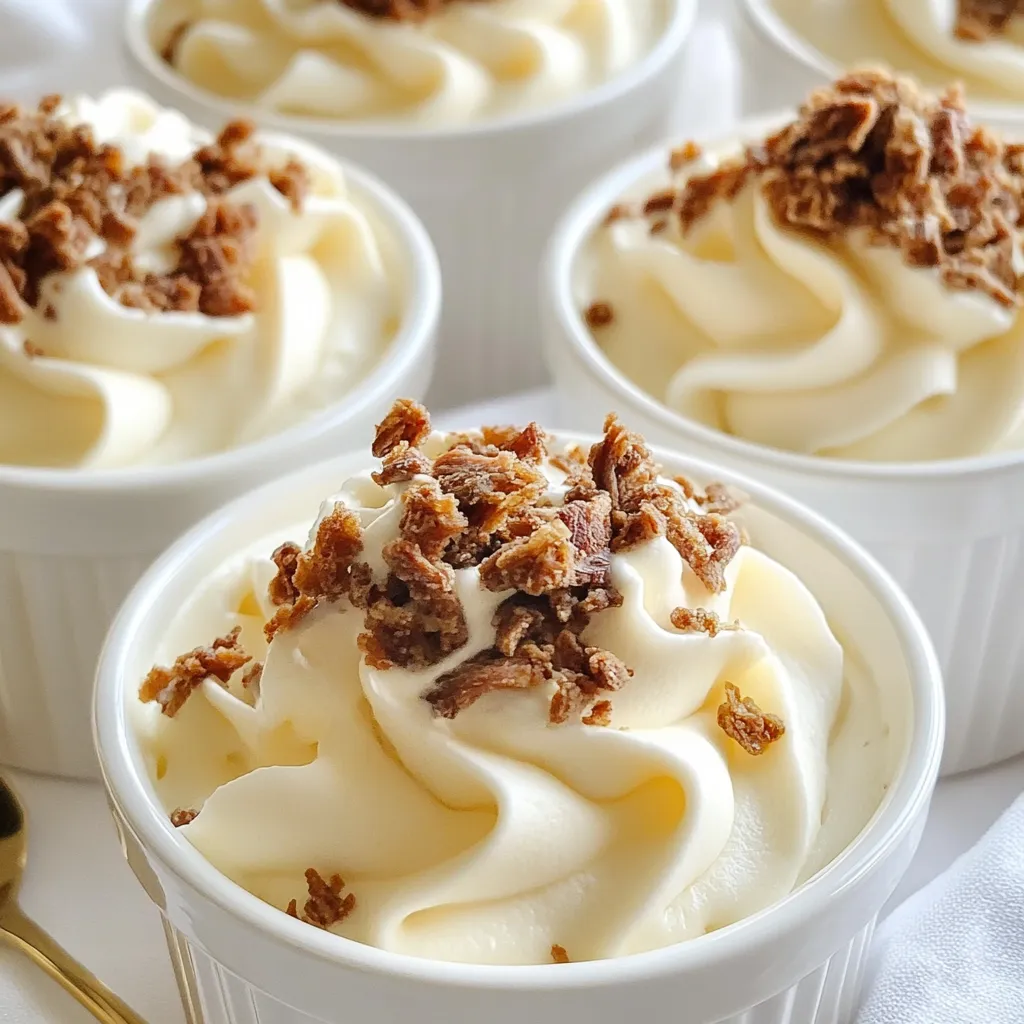 - 1 cup cream cheese, softened - ½ cup heavy whipping cream - ¼ cup powdered erythritol (or preferred sweetener) - 1 teaspoon vanilla extract - ¼ cup ground beef jerky, finely chopped - 1 tablespoon gelatin powder (optional) - Pinch of salt This recipe uses simple ingredients. First, we need cream cheese. It gives the mousse its rich, creamy base. Heavy whipping cream adds fluffiness and a smooth texture. Sweetener balances the flavors and keeps it low in carbs. Vanilla extract adds a warm flavor, making each bite delightful. Next, we have ground beef jerky. This unique twist gives the mousse a savory punch. It packs protein and adds a fun texture. If you want a thicker mousse, use gelatin. It helps bind everything together. Finally, a pinch of salt enhances all the flavors. Gather these ingredients before starting. Freshness matters, so use the best you can find. Now that you have everything ready, you can create this tasty dish. Enjoy the balance of sweet and savory in each spoonful! {{ingredient_image_1}} - Step 1: In a mixing bowl, combine 1 cup of softened cream cheese, ¼ cup of powdered erythritol, and a pinch of salt. Beat with an electric mixer until the mix is smooth and creamy. This step sets the base of our mousse. - Step 2: In another bowl, whip ½ cup of heavy whipping cream until you see soft peaks. This step adds air and makes the mousse light and fluffy. - Step 3: Gently fold the whipped cream into the cream cheese mixture. Use a spatula to mix carefully, so you keep the fluffiness. - Step 4: If you want a thicker mousse, dissolve 1 tablespoon of gelatin powder according to package instructions. Fold this into the mixture for a firmer texture. - Step 5: Mix in ¼ cup of finely chopped ground beef jerky. This adds a unique flavor and texture to the mousse. - Step 6: Spoon the mousse into serving glasses or bowls. Chill in the refrigerator for at least 30 minutes before serving. This step allows the flavors to blend well and the mousse to set. Enjoy this fun and savory treat! To make a great mousse, use softened cream cheese. This helps it blend smoothly. Cold cream cheese will clump and ruin your texture. When you whip the cream, aim for soft peaks. This means the cream should hold its shape but still be soft. Use a clean bowl and beaters to get the best results. When mixing, fold the whipped cream slowly into the cream cheese mix. This keeps air in and gives you fluffiness. For garnishing, top your mousse with more chopped beef jerky. You can also add a dollop of whipped cream for extra richness. The mousse works well with savory snacks, like cheese crisps or meat chips. You can also pair it with fresh veggies for a fun twist. Pro Tips Use High-Quality Jerky: Opt for premium beef jerky without preservatives for the best flavor and texture in your mousse. Chill Thoroughly: Ensure the mousse is chilled for at least 30 minutes to allow it to set and enhance the flavors before serving. Customize Sweetness: Adjust the amount of erythritol or your preferred sweetener to match your taste preferences. Garnish Creatively: Enhance presentation by topping with fresh herbs or a drizzle of sugar-free chocolate sauce along with the whipped cream. {{image_2}} You can enjoy this mousse even if you avoid dairy. For cream cheese, try using a dairy-free cream cheese. Nut-based cream cheese is a great choice. For heavy cream, use coconut cream. Chill a can of coconut milk overnight. Scoop out the cream for a rich texture. This will give you a creamy base without dairy. If you want to swap the sweetener, you have options. You can use stevia or monk fruit. Both are low-carb and sweet. Adjust the amount based on your taste. For a more natural sweetener, consider honey or maple syrup. Just know these will add some carbs. You can make this mousse even better with flavors. Cocoa powder adds a rich chocolate taste. Just mix in a tablespoon or two. If you want something fruity, a few drops of lemon or orange extract work well. You can also add spices like cinnamon or nutmeg for warmth. Get creative with your flavors! To keep your Minute Carnivore Cheesecake Mousse fresh, use airtight containers. Glass jars work great. They seal well and show off the pretty layers. If you use plastic, choose BPA-free containers. Always let the mousse cool before sealing. This helps avoid moisture buildup. Your mousse will stay fresh in the fridge for about three days. After that, it may lose some flavor and texture. If you see any signs of spoilage, like an off smell, throw it away. For the best taste, enjoy it within the first two days. Carnivore cheesecake mousse is a rich dessert that blends cream cheese with meat. It uses beef jerky for a unique flavor. This mousse is creamy and sweet, making it a fun twist on classic cheesecake. Yes, you can make this recipe ahead of time. It tastes even better after chilling. Just store it in the fridge, and it will be ready when you are. Using fresh meat is not recommended for this recipe. Fresh meat may not blend well and could affect the mousse's texture. Stick with jerky for the best results. To make it thicker without gelatin, use more cream cheese. You can also whip the cream longer. This will add more air and firmness to the mousse. You can use various toppings to enhance your mousse. Consider more chopped jerky, a dollop of whipped cream, or even a sprinkle of cocoa powder. Get creative and enjoy! This blog post explains how to make a unique carnivore cheesecake mousse. You learned the ingredients, steps to prepare, and tips for success. We also explored storage and variations for different diets. In conclusion, this mousse is versatile and can fit many tastes. It’s easy to whip up and fun to serve. Enjoy experimenting with flavors and toppings to make it your own!